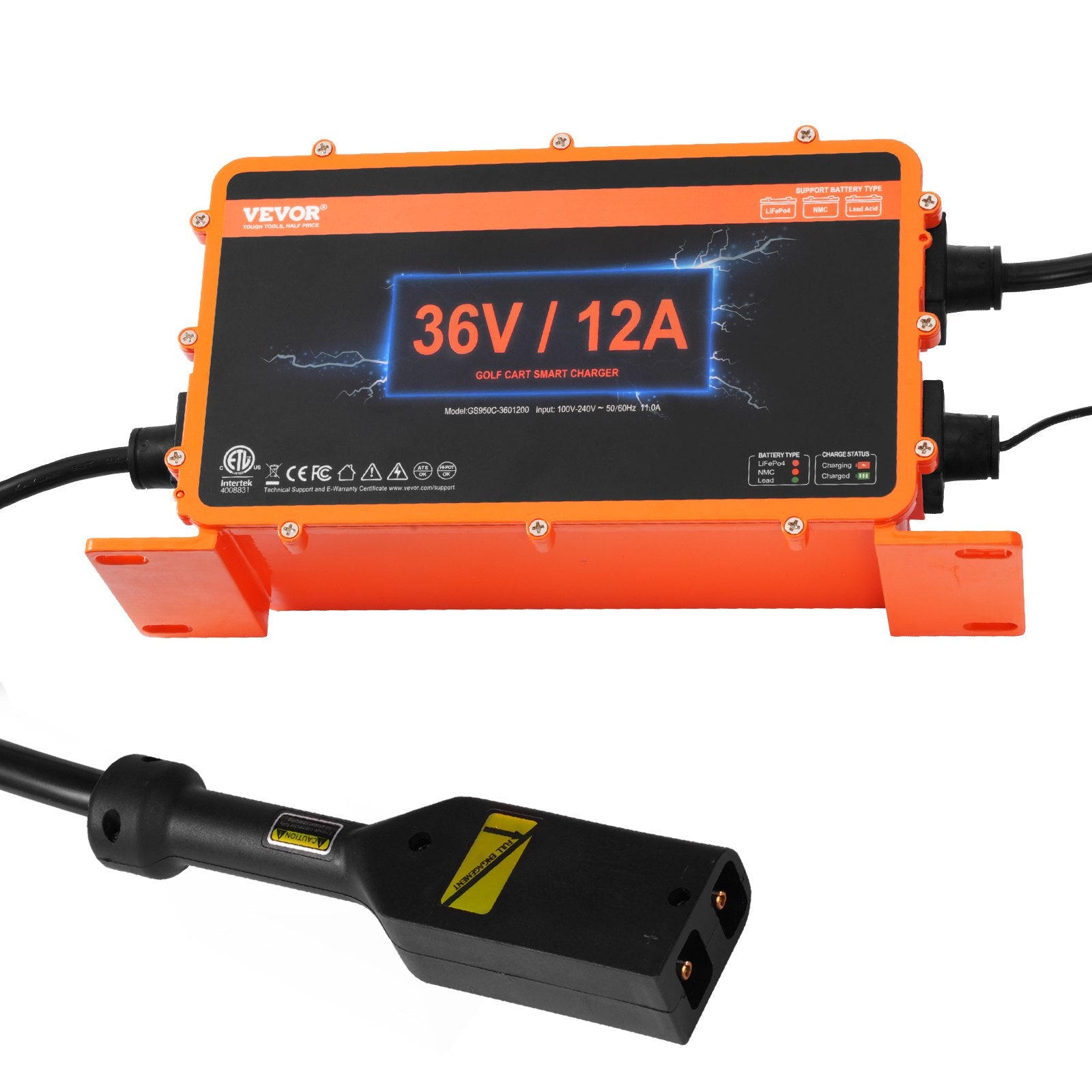 Automotive Repair & Speciality Tools: VEVOR 12 AMP Golf Cart Smart Battery Charger for EZGO D-Style IP67 ETL