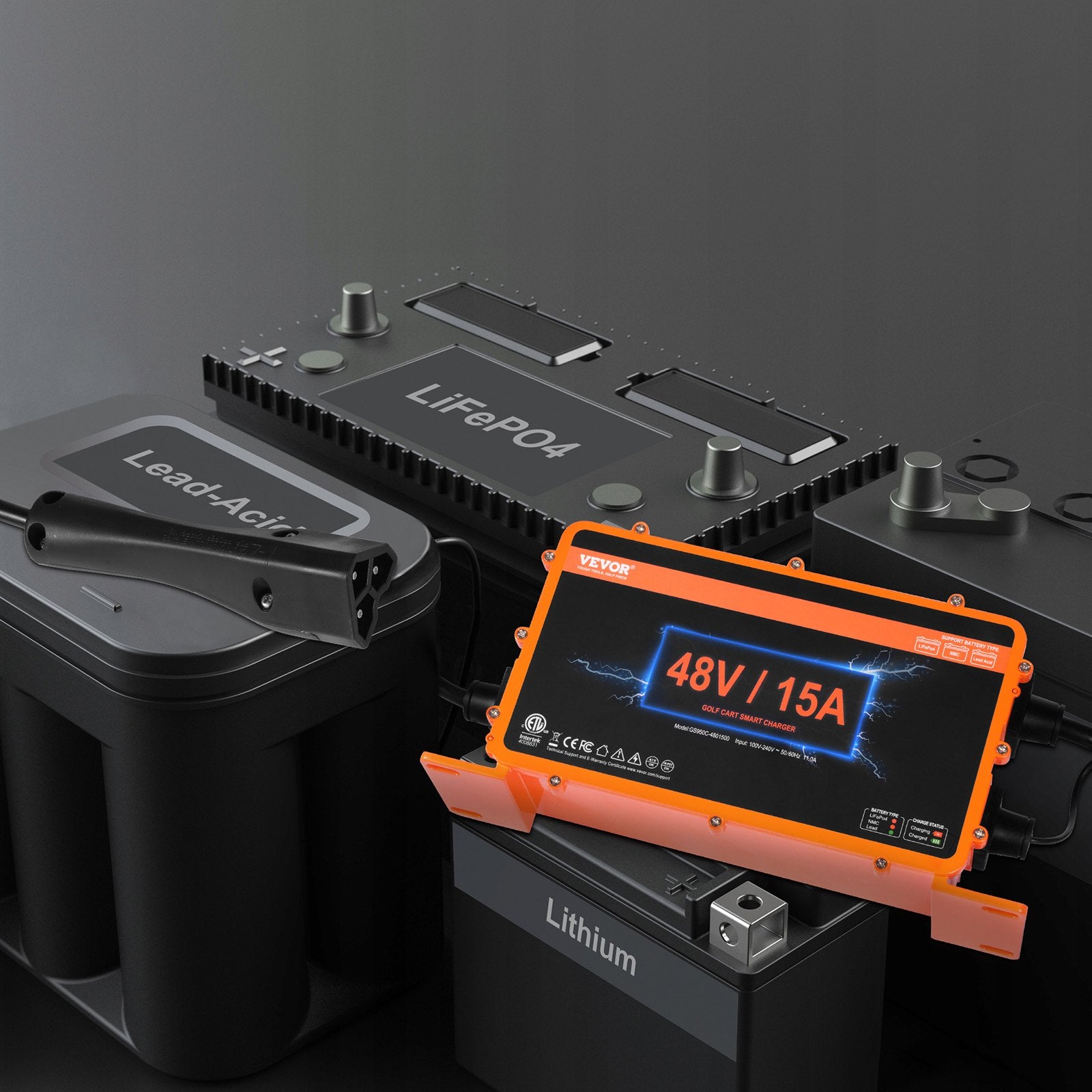 Automotive Repair & Speciality Tools: VEVOR 15 AMP Golf Cart Smart Battery Charger for EZGO TXT RXV IP67 ETL