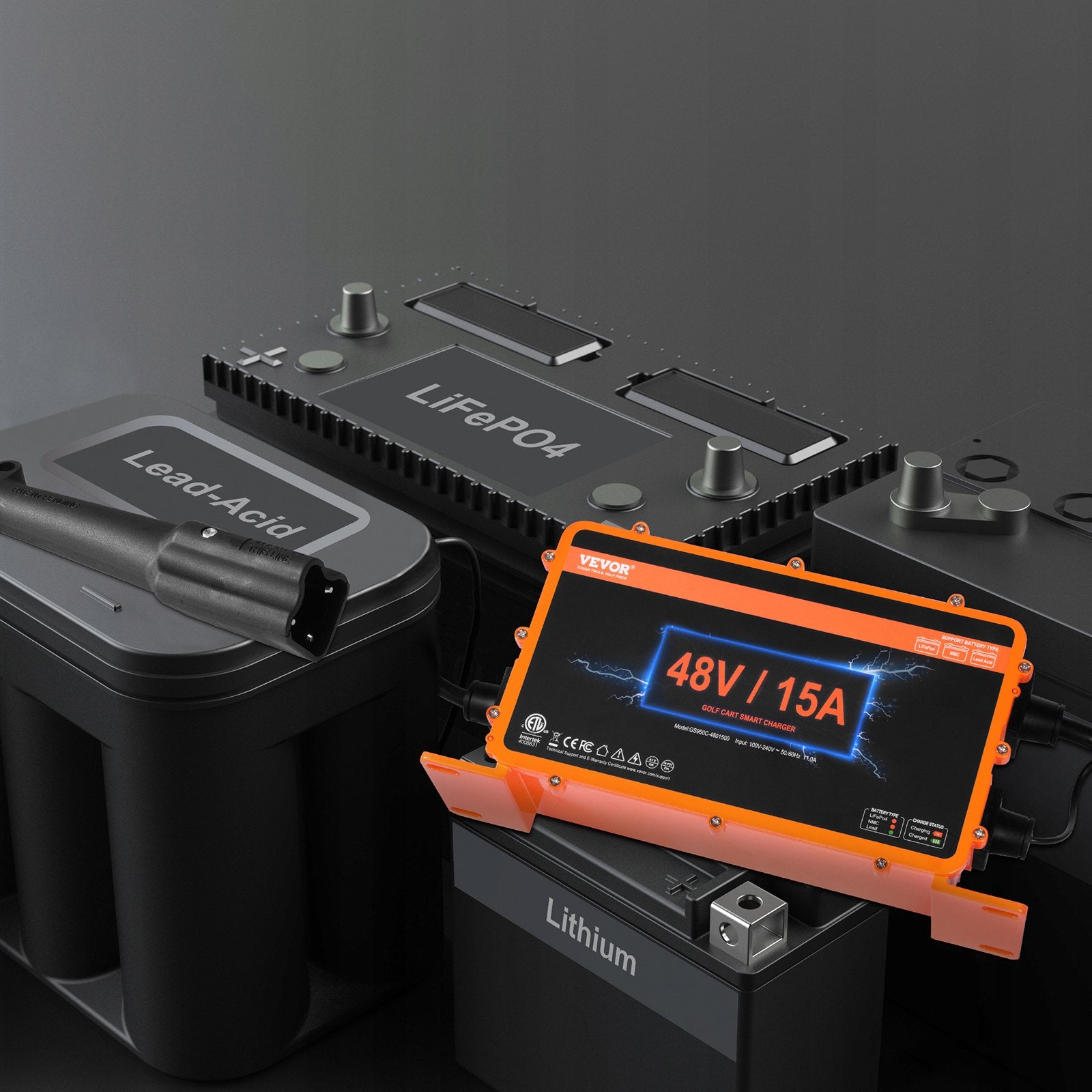 Automotive Parts: VEVOR 15 AMP Golf Cart Smart Battery Charger for Yamaha G29 Plug IP67