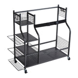 Basketball & Basketball Accessories: VEVOR Golf Storage Garage Organizer, 2 Golf Bag Stand Holder and Other Sports Equipment Storage Rack, Rolling Ball Cart on Wheels, Outdoor Sport Gear and Toy Storage with Baskets & Hooks, Steel, Black