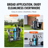 Basketball & Basketball Accessories: VEVOR Golf Storage Garage Organizer, 2 Golf Bag Stand Holder and Other Sports Equipment Storage Rack, Rolling Ball Cart on Wheels, Outdoor Sport Gear and Toy Storage with Baskets & Hooks, Steel, Black