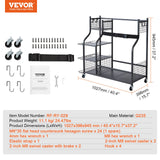 Basketball & Basketball Accessories: VEVOR Golf Storage Garage Organizer, 2 Golf Bag Stand Holder and Other Sports Equipment Storage Rack, Rolling Ball Cart on Wheels, Outdoor Sport Gear and Toy Storage with Baskets & Hooks, Steel, Black
