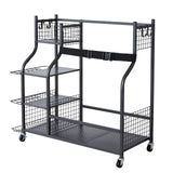 Basketball & Basketball Accessories: VEVOR Golf Storage Garage Organizer, 2 Golf Bag Stand Holder and Other Sports Equipment Storage Rack, Rolling Ball Cart on Wheels, Outdoor Sport Gear and Toy Storage with Baskets & Hooks, Steel, Black