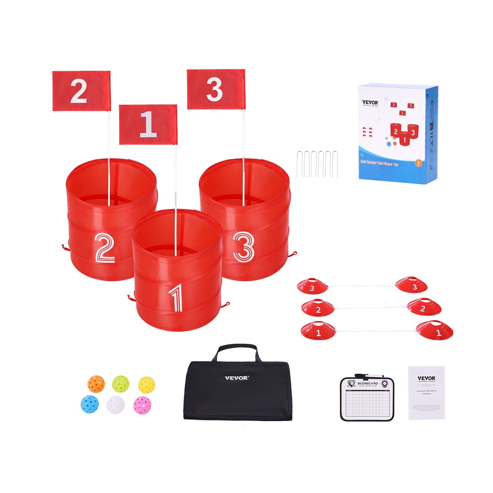 Outdoor Play Equipment: VEVOR Backyard Golf Game 3 Hole Portable Bucket Golf Game for Kids and Adults