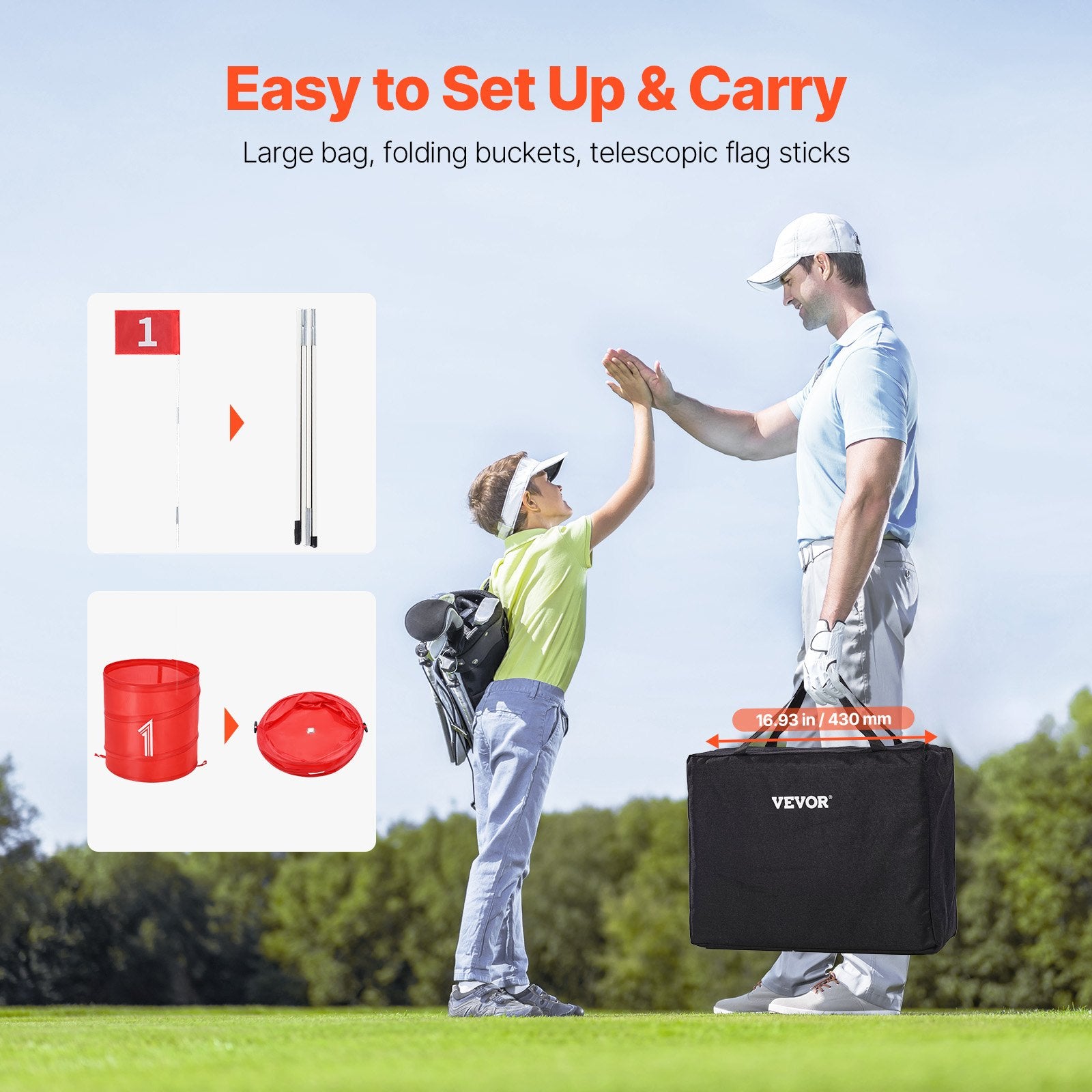 Outdoor Play Equipment: VEVOR Backyard Golf Game 3 Hole Portable Bucket Golf Game for Kids and Adults