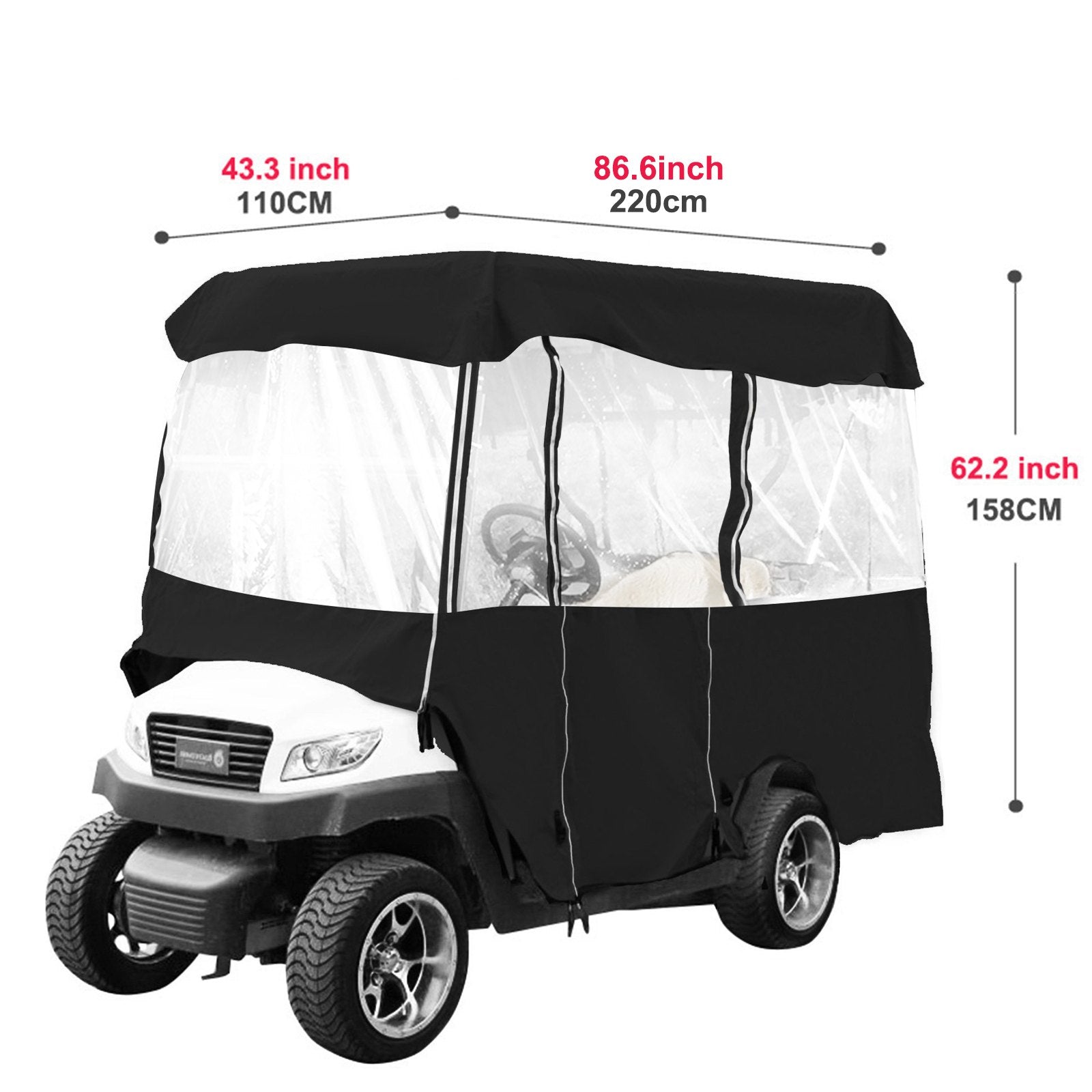Traffic Control & Parking Tools: VEVOR 4 Passenger Golf Cart Cover Driving Enclosure Waterproof Roll-up Door