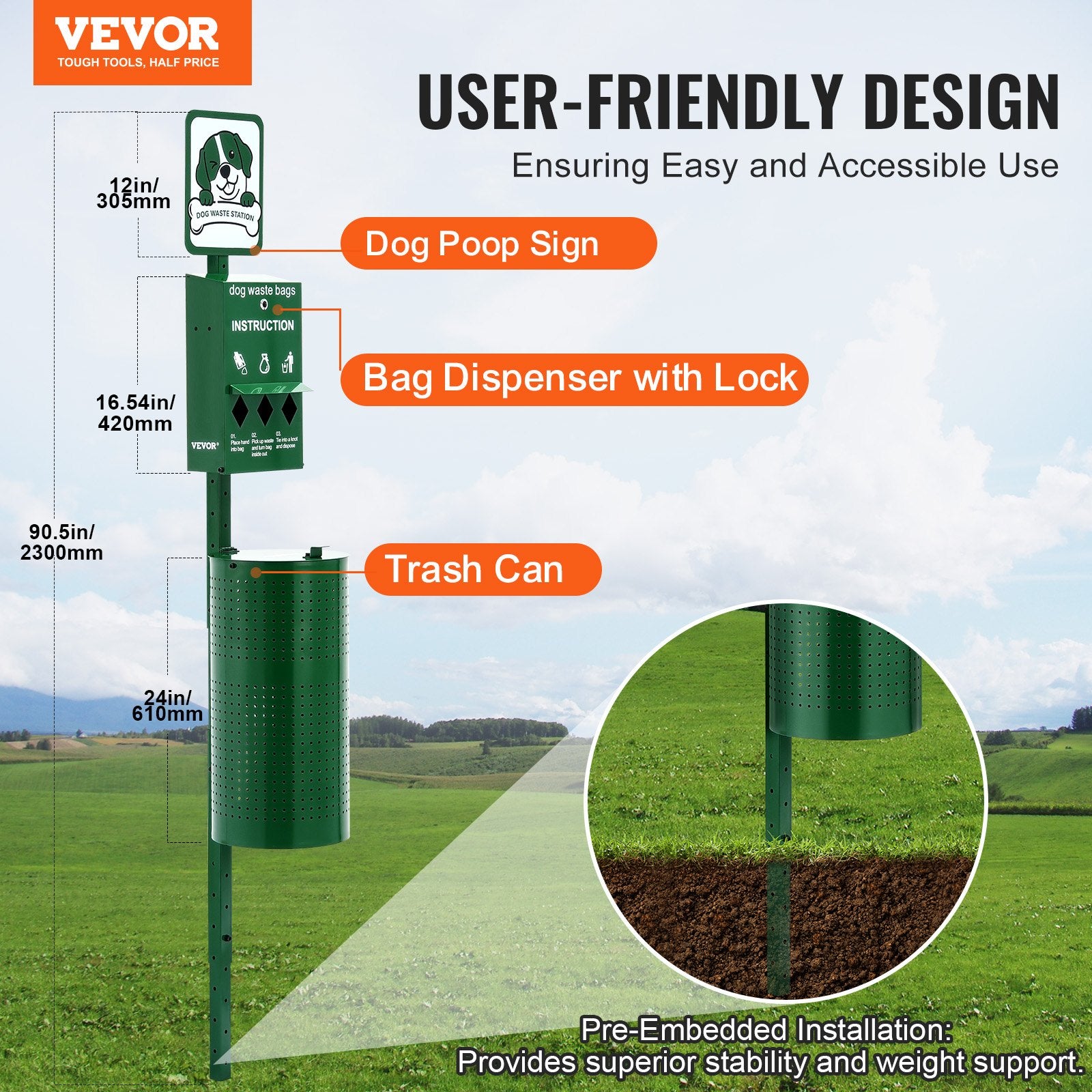 Food Storage: VEVOR Dog Waste Station 11.5 Gallons Outdoor Dog Poop Station with 600 Bags