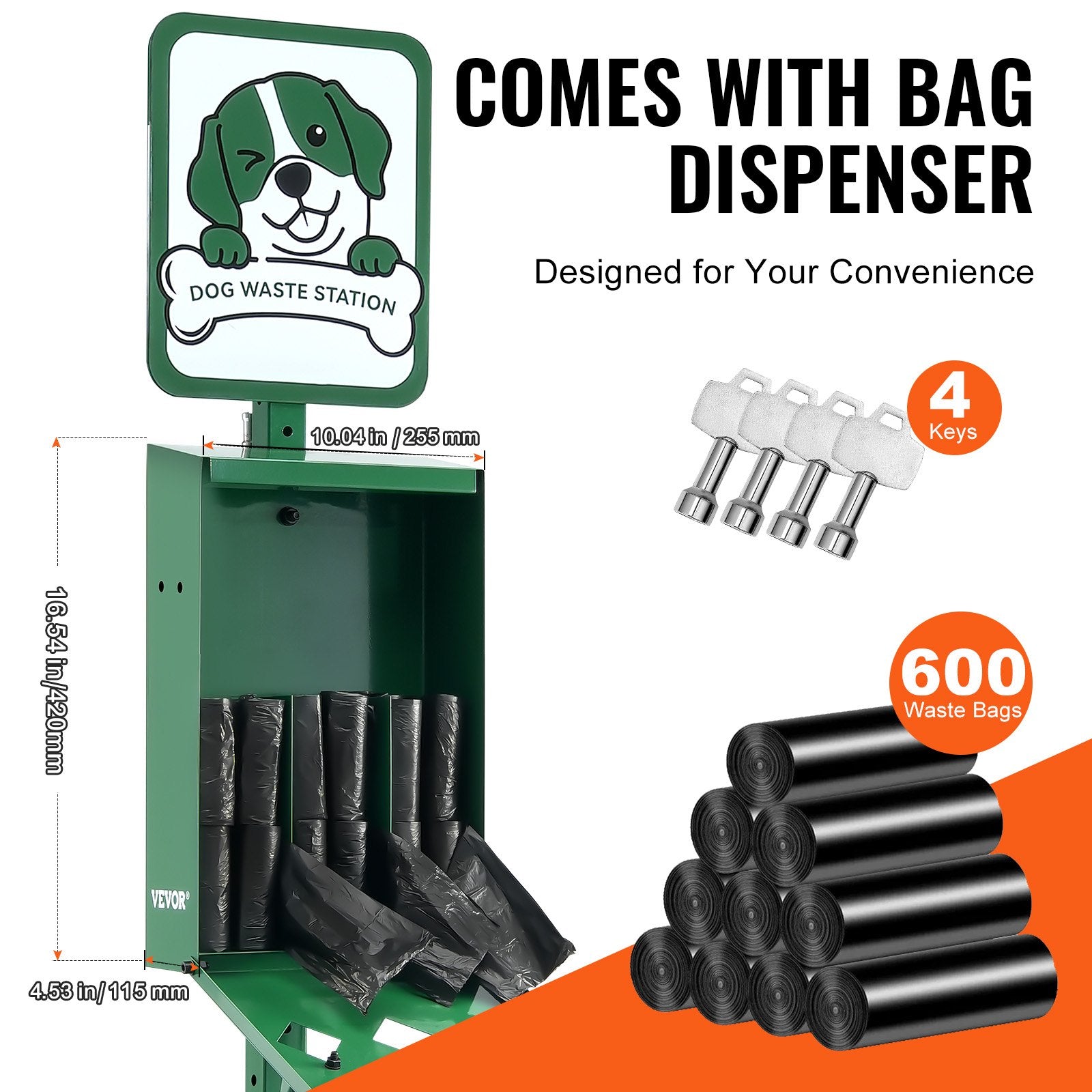 Food Storage: VEVOR Dog Waste Station 11.5 Gallons Outdoor Dog Poop Station with 600 Bags
