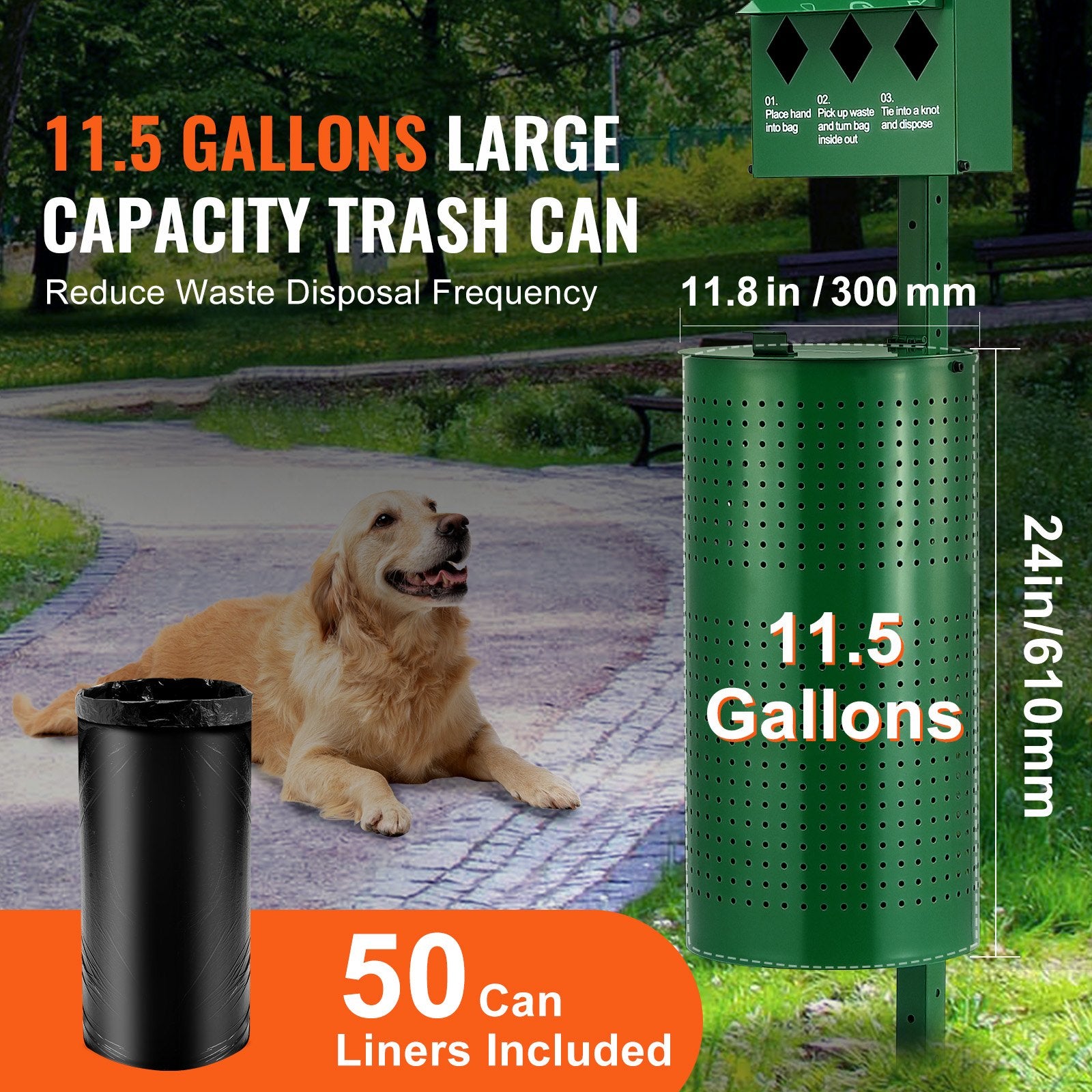 Food Storage: VEVOR Dog Waste Station 11.5 Gallons Outdoor Dog Poop Station with 600 Bags