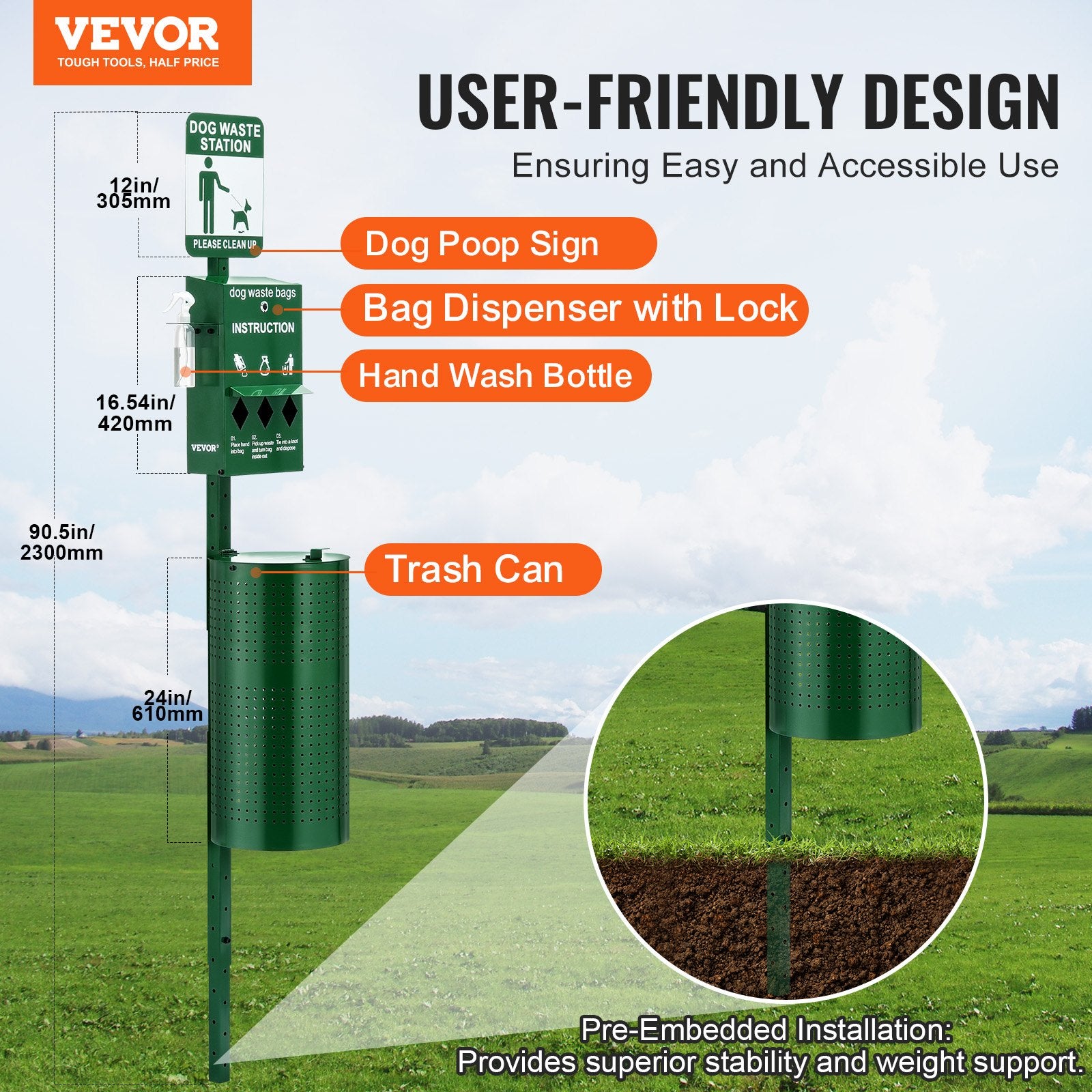 Food Storage: VEVOR Dog Waste Station with 600 Dog Poop Bags Commercial Park Pet Poop Station