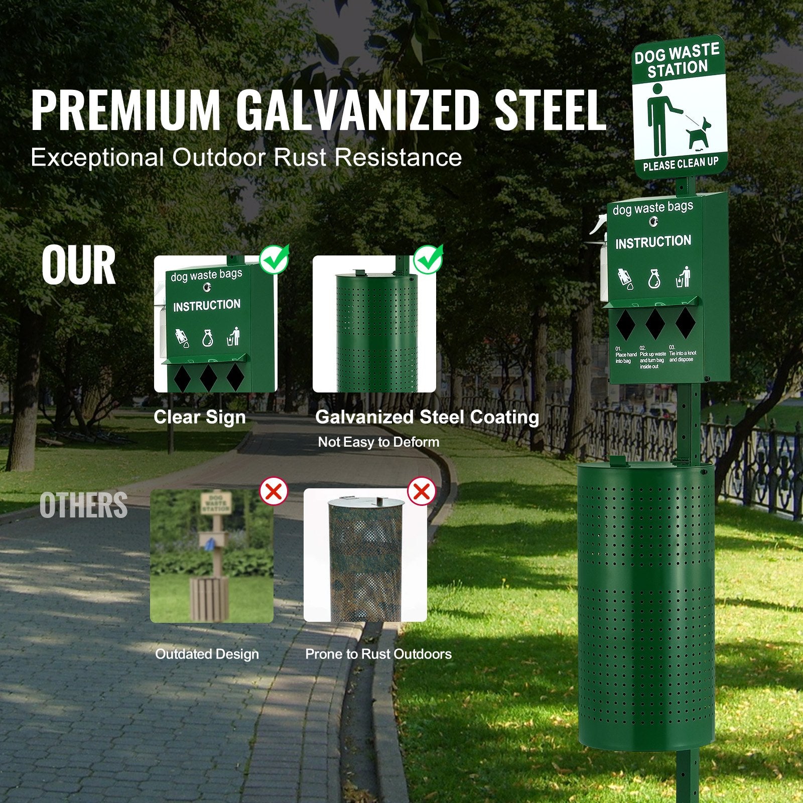 Food Storage: VEVOR Dog Waste Station with 600 Dog Poop Bags Commercial Park Pet Poop Station