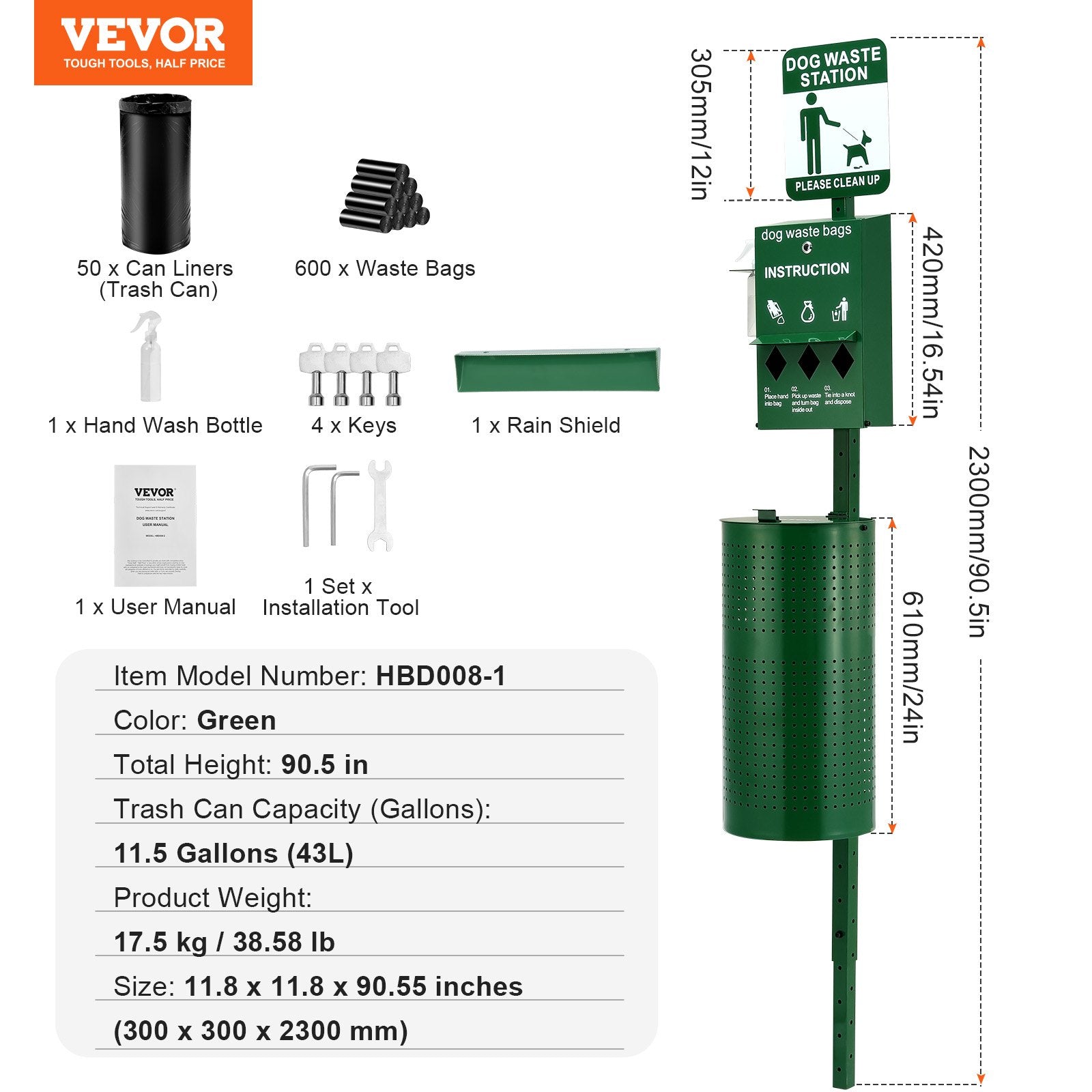 Food Storage: VEVOR Dog Waste Station with 600 Dog Poop Bags Commercial Park Pet Poop Station