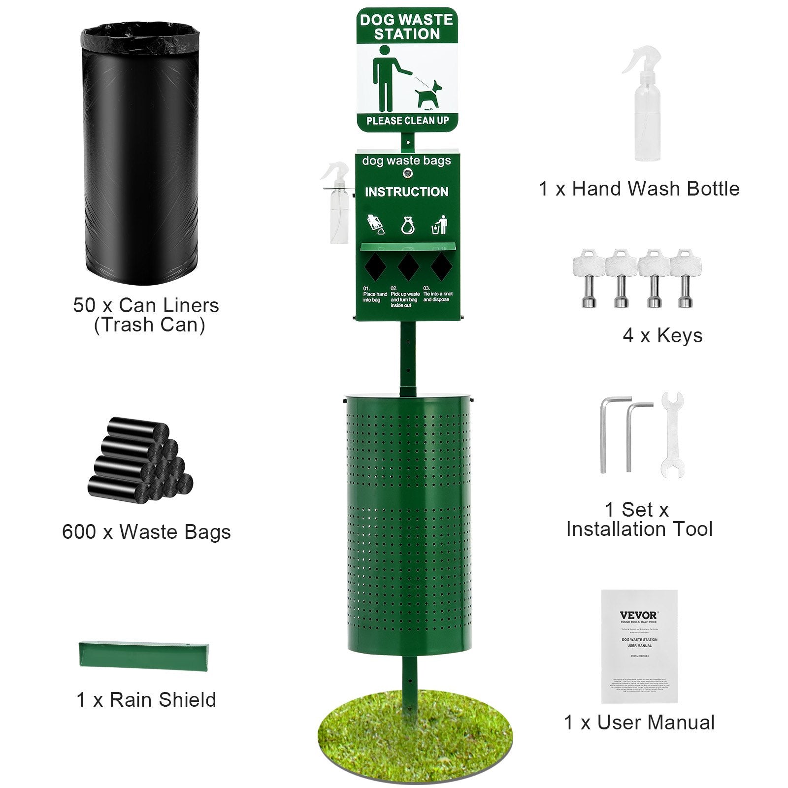 Food Storage: VEVOR Dog Waste Station with 600 Dog Poop Bags Commercial Park Pet Poop Station