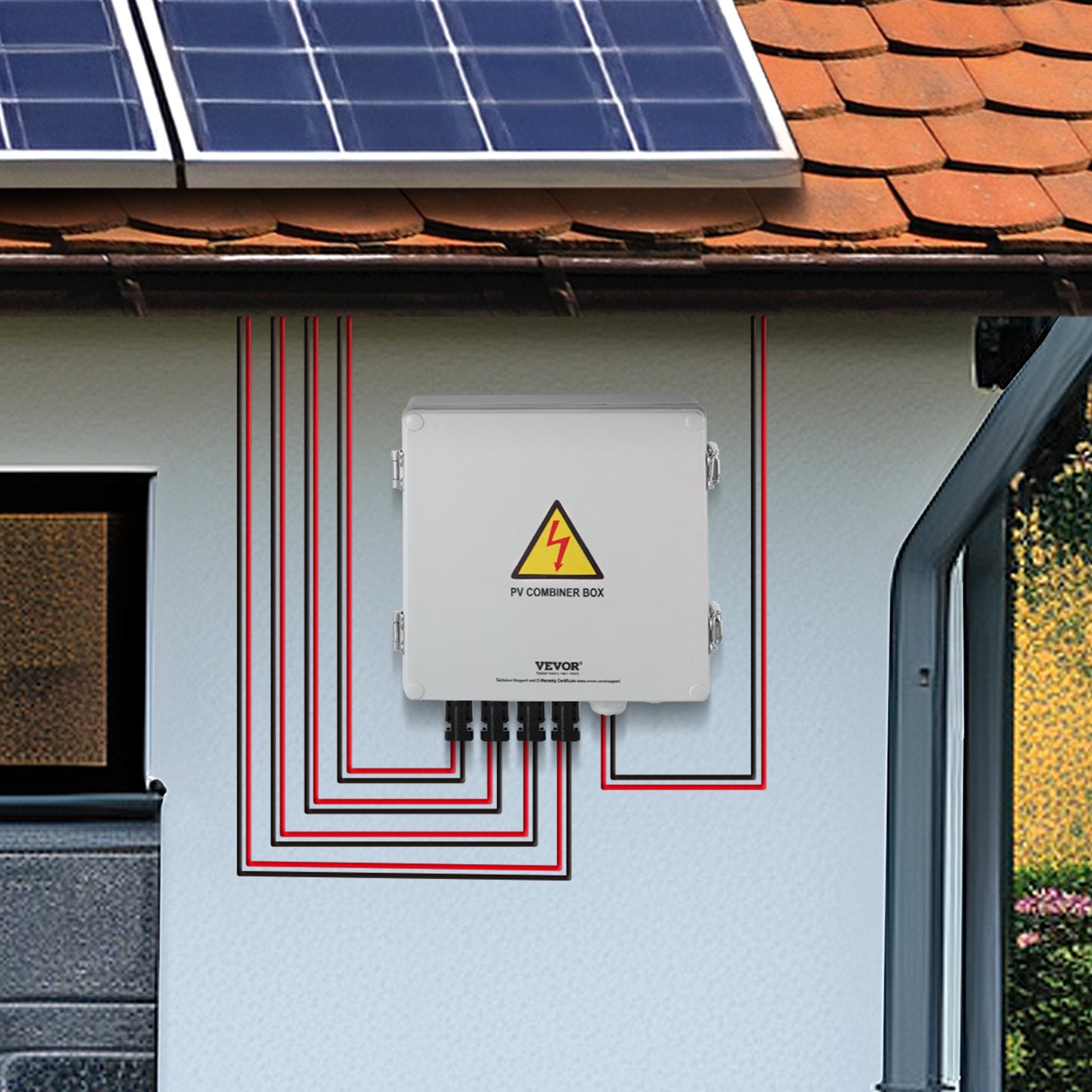 Automotive Repair & Speciality Tools: VEVOR Solar PV Combiner Box 4 String 10A for Solar Panel System ABS Case IP65