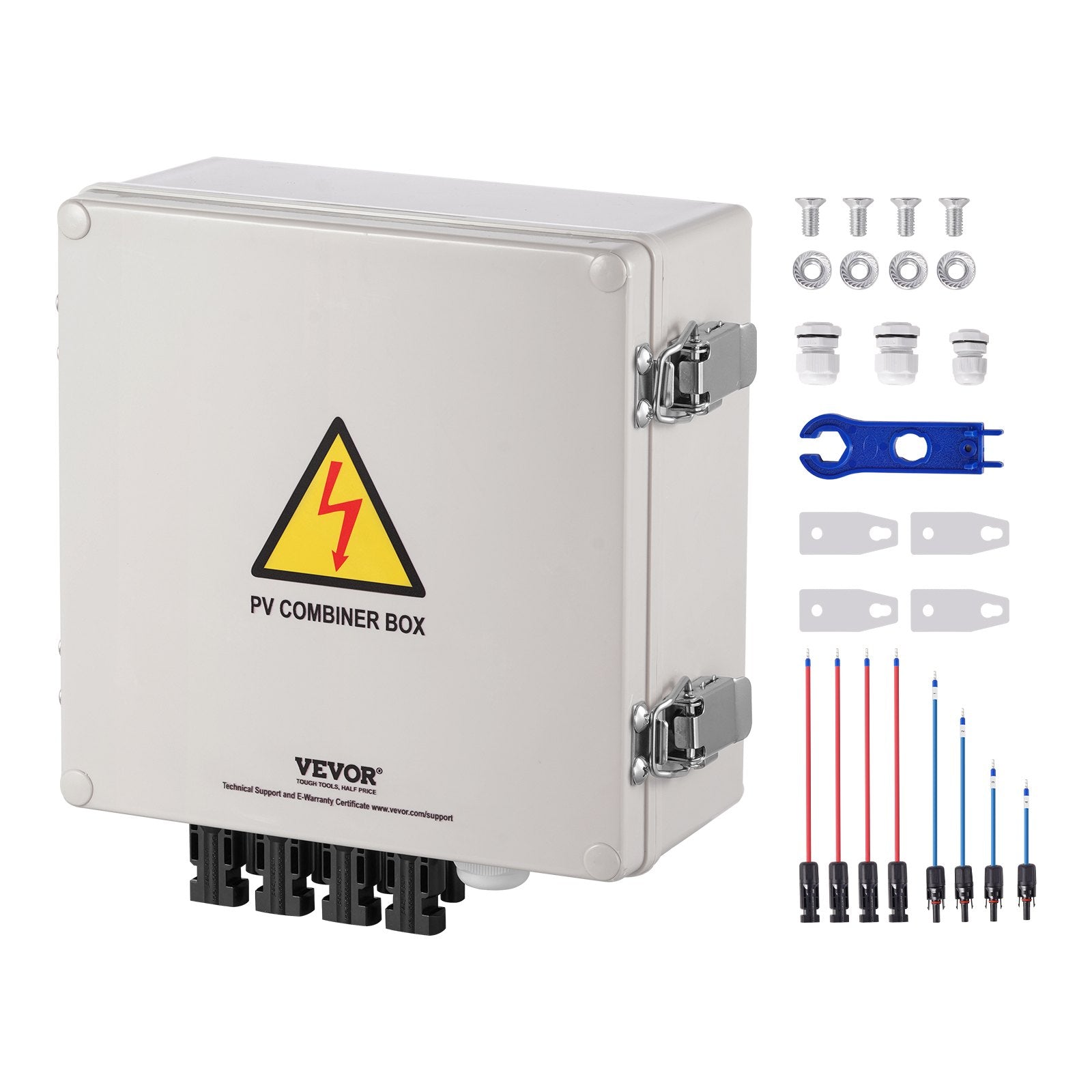 Automotive Repair & Speciality Tools: VEVOR Solar PV Combiner Box 4 String 10A for Solar Panel System ABS Case IP65