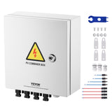 Automotive Repair & Speciality Tools: VEVOR PV Combiner Box, 4 String, Solar Combiner Box with 15A Rated Current Fuse 63A Circuit Breaker Lightning Arrester and Solar Connector, Steel Case for On / Off Grid Solar Panel System, IP65