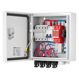 Automotive Repair & Speciality Tools: VEVOR PV Combiner Box, 4 String, Solar Combiner Box with 15A Rated Current Fuse 63A Circuit Breaker Lightning Arrester and Solar Connector, Steel Case for On / Off Grid Solar Panel System, IP65