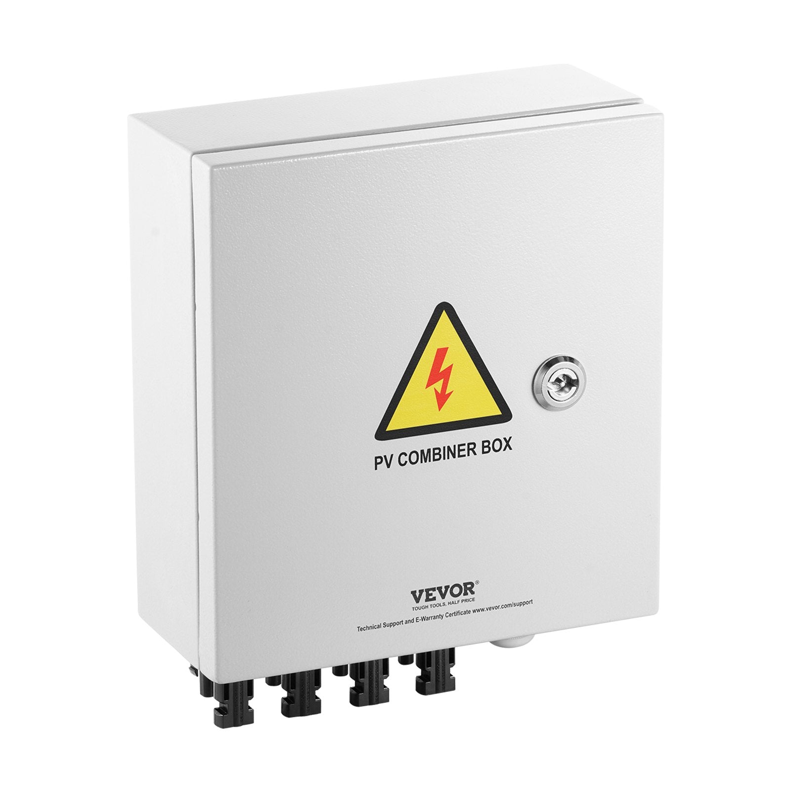 Automotive Repair & Speciality Tools: VEVOR PV Combiner Box, 4 String, Solar Combiner Box with 15A Rated Current Fuse 63A Circuit Breaker Lightning Arrester and Solar Connector, Steel Case for On / Off Grid Solar Panel System, IP65