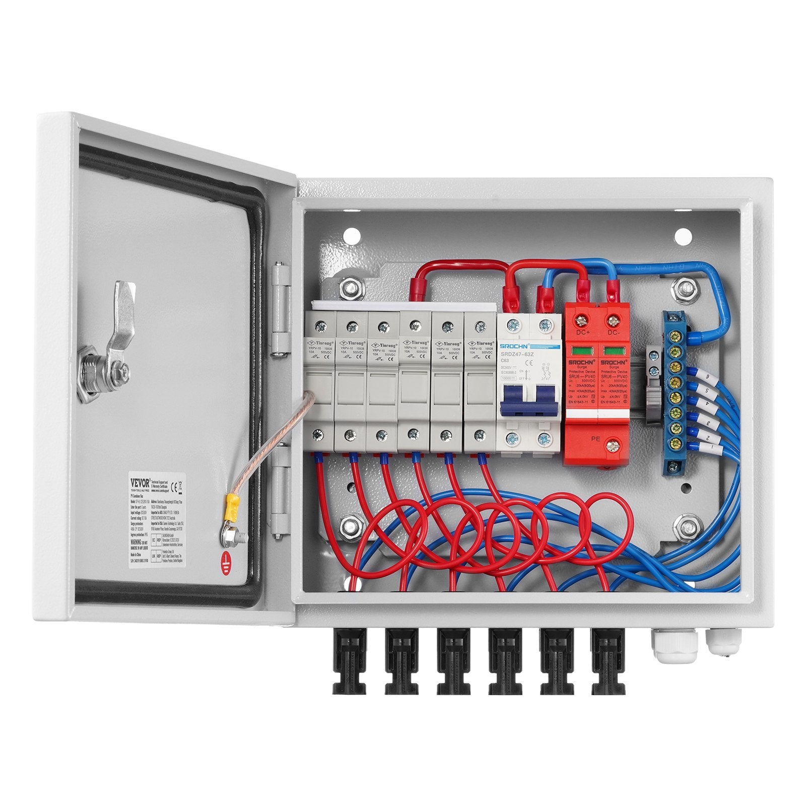 Automotive Repair & Speciality Tools: VEVOR Solar PV Combiner Box 6 String 10A for Solar Panel System Steel Case IP65