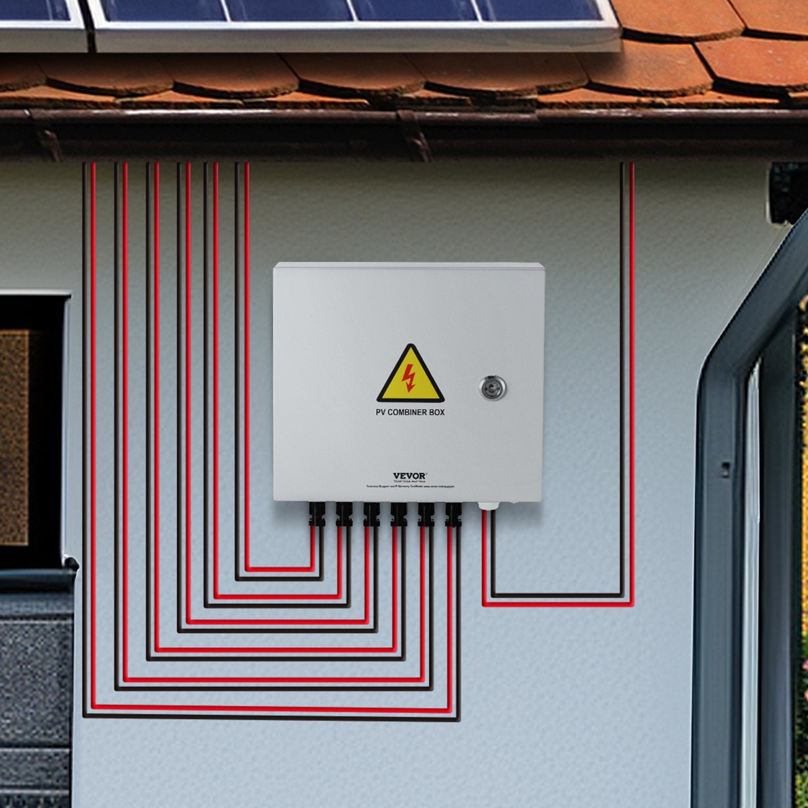 Automotive Repair & Speciality Tools: VEVOR Solar PV Combiner Box 6 String 10A for Solar Panel System Steel Case IP65