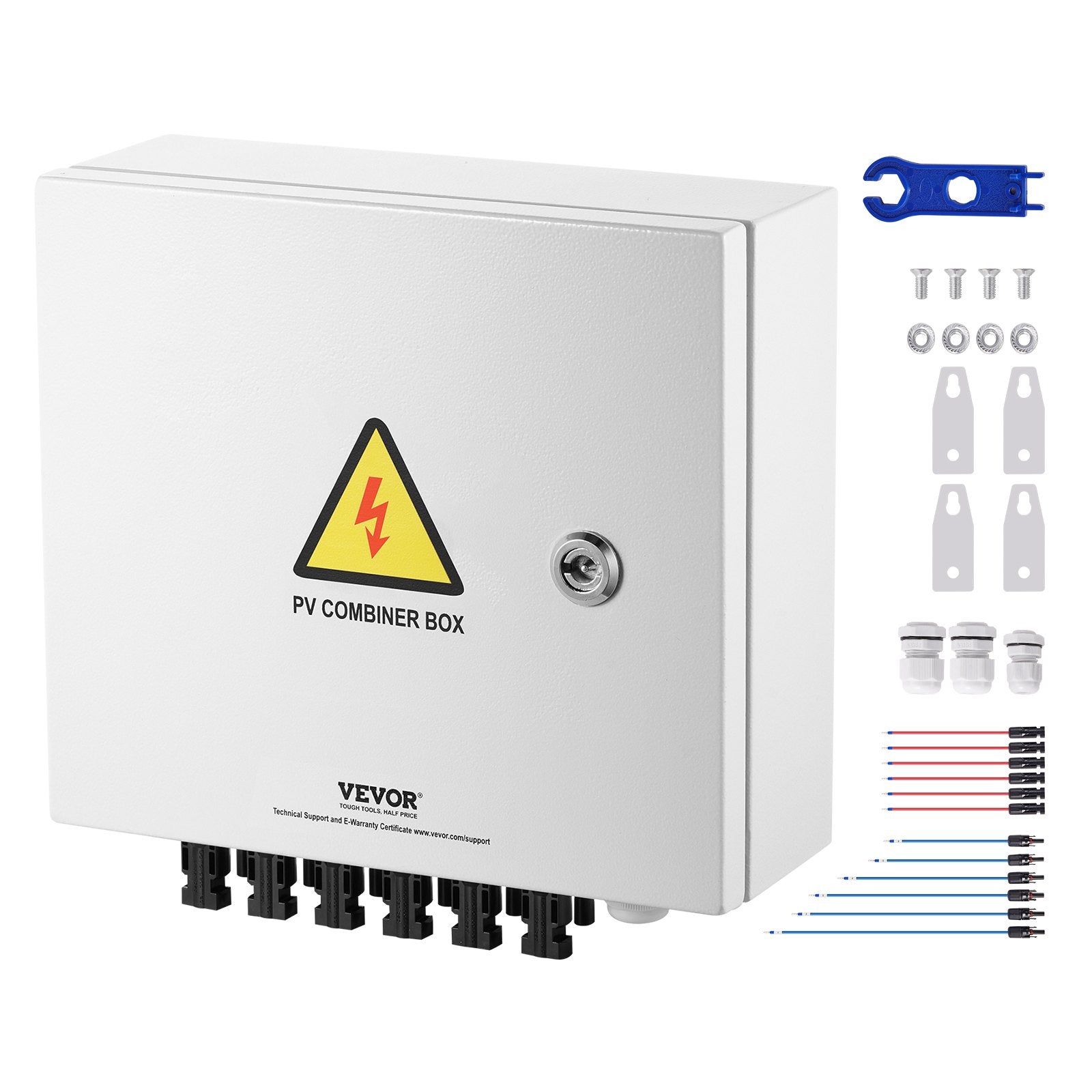 Automotive Repair & Speciality Tools: VEVOR Solar PV Combiner Box 6 String 10A for Solar Panel System Steel Case IP65
