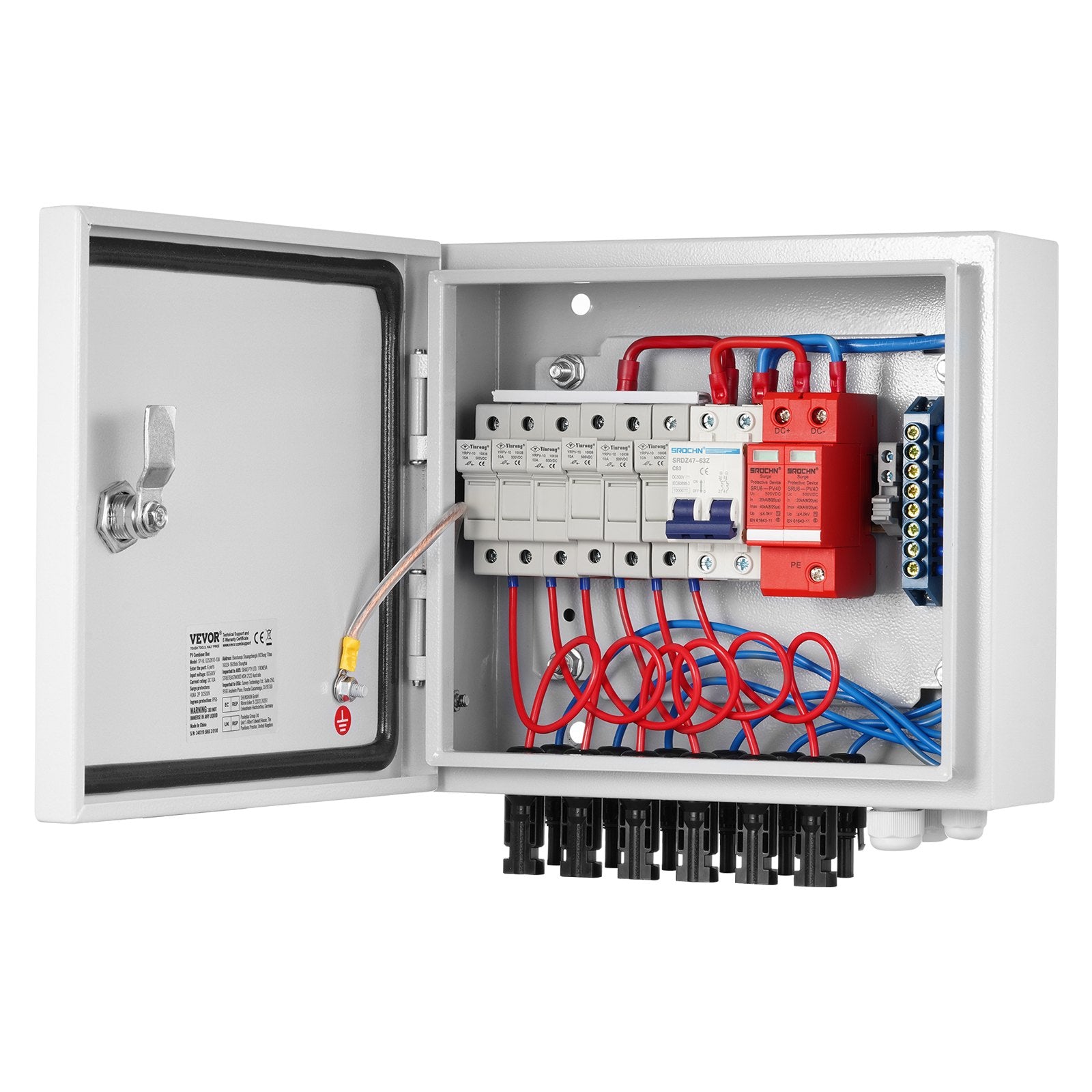 Automotive Repair & Speciality Tools: VEVOR Solar PV Combiner Box 6 String 10A for Solar Panel System Steel Case IP65