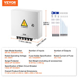 Automotive Repair & Speciality Tools: VEVOR Solar PV Combiner Box 6 String 15A for Solar Panel System Steel Case IP65