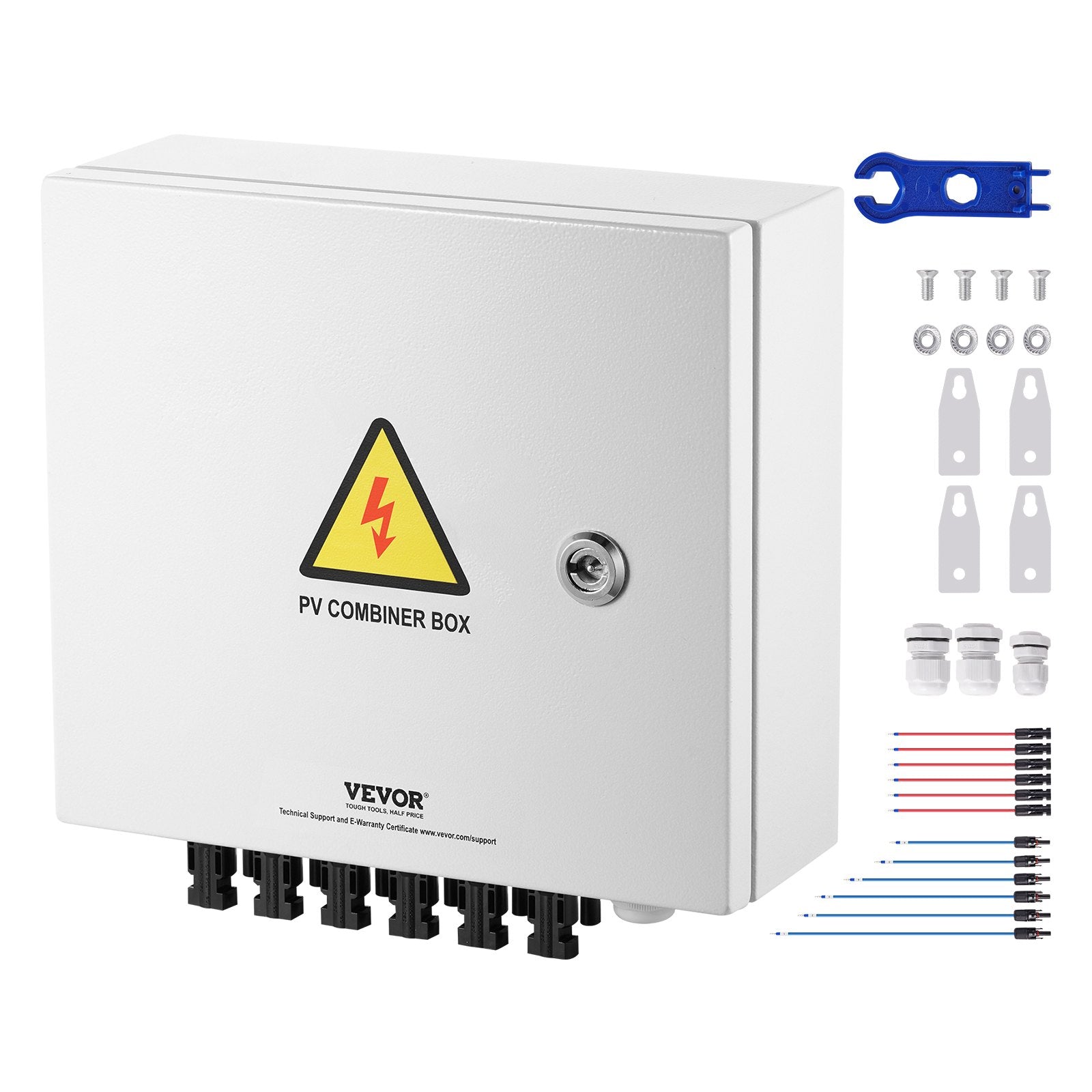 Automotive Repair & Speciality Tools: VEVOR Solar PV Combiner Box 6 String 15A for Solar Panel System Steel Case IP65