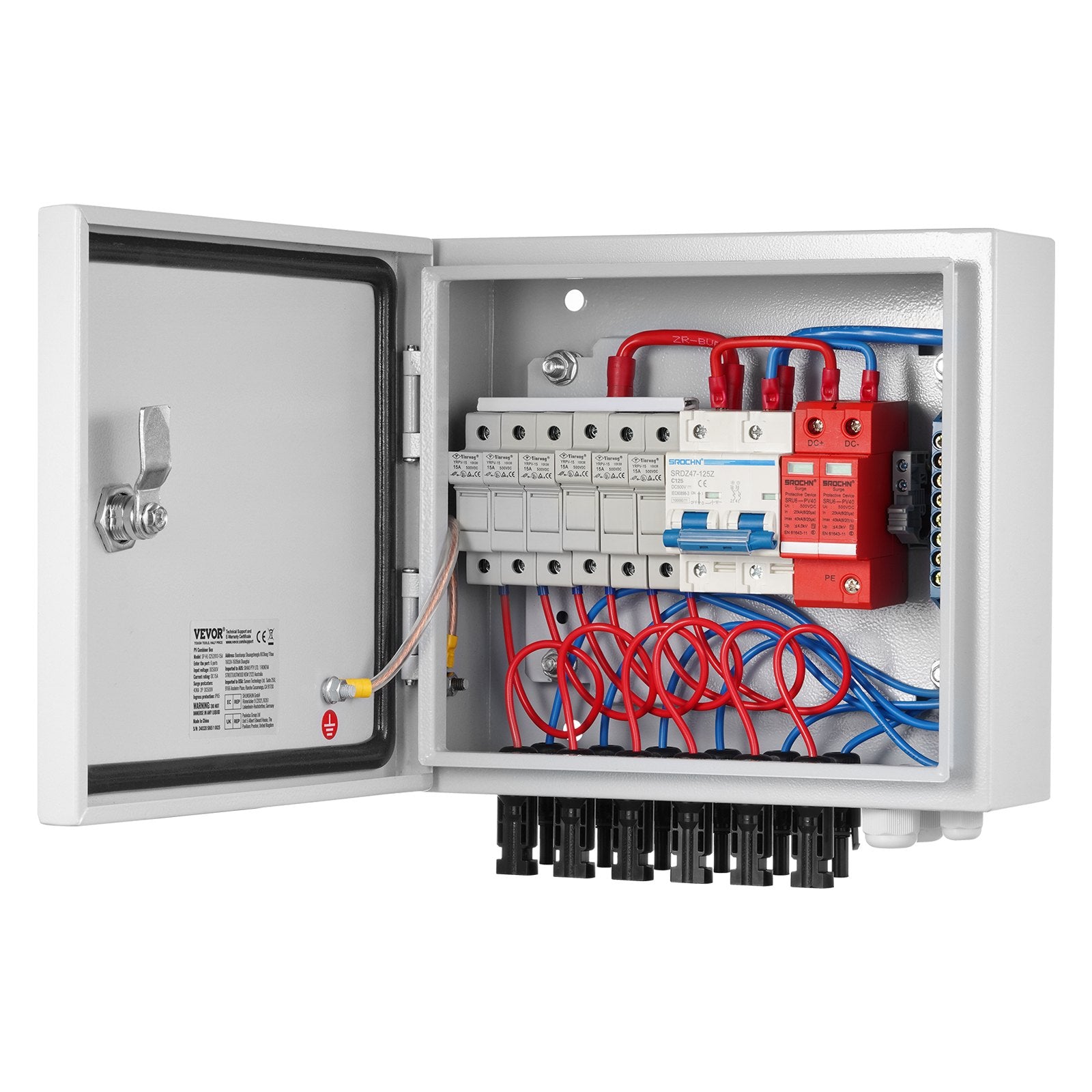 Automotive Repair & Speciality Tools: VEVOR Solar PV Combiner Box 6 String 15A for Solar Panel System Steel Case IP65