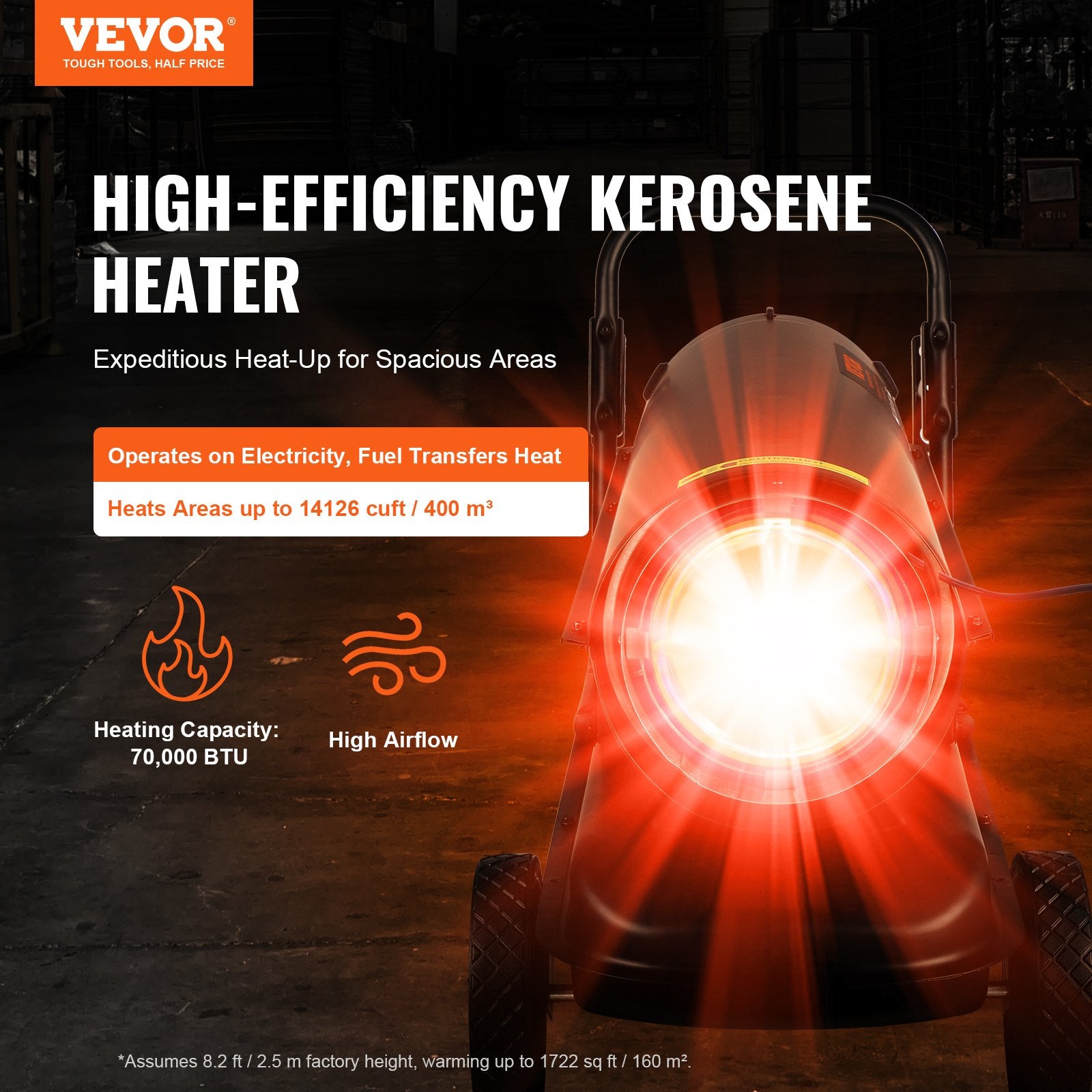 Fountain & Ponds Accessories: VEVOR Portable Kerosene Forced Air Heater 70000 BTU Indoor Outdoor Use 5gal Tank
