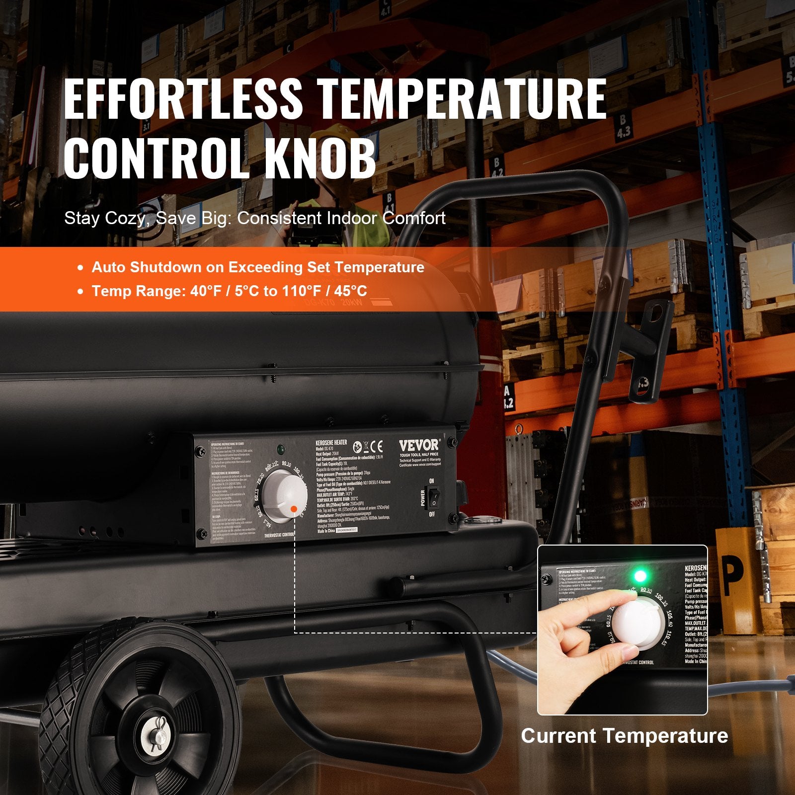 Fountain & Ponds Accessories: VEVOR Portable Kerosene Forced Air Heater 70000 BTU Indoor Outdoor Use 5gal Tank