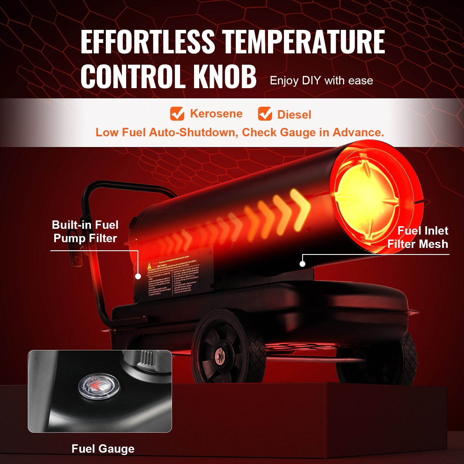 Fountain & Ponds Accessories: VEVOR Portable Kerosene Forced Air Heater 70000 BTU Indoor Outdoor Use 5gal Tank