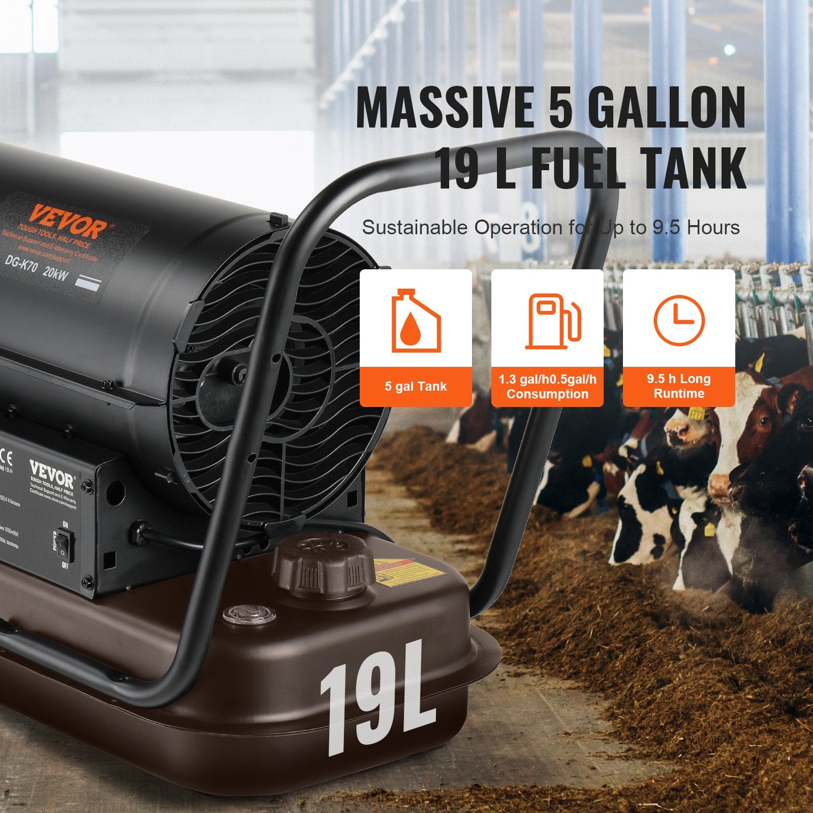 Fountain & Ponds Accessories: VEVOR Portable Kerosene Forced Air Heater 70000 BTU Indoor Outdoor Use 5gal Tank