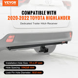 Automotive Parts: VEVOR Class 3 Trailer Hitch, 2-Inch Receiver, Q455B Steel Tube Frame, Compatible with 2020-2023 Toyota Highlander, Multi-Fit Hitch to Receive Ball Mount, Cargo Carrier, Bike Rack, and Tow Hook, Black