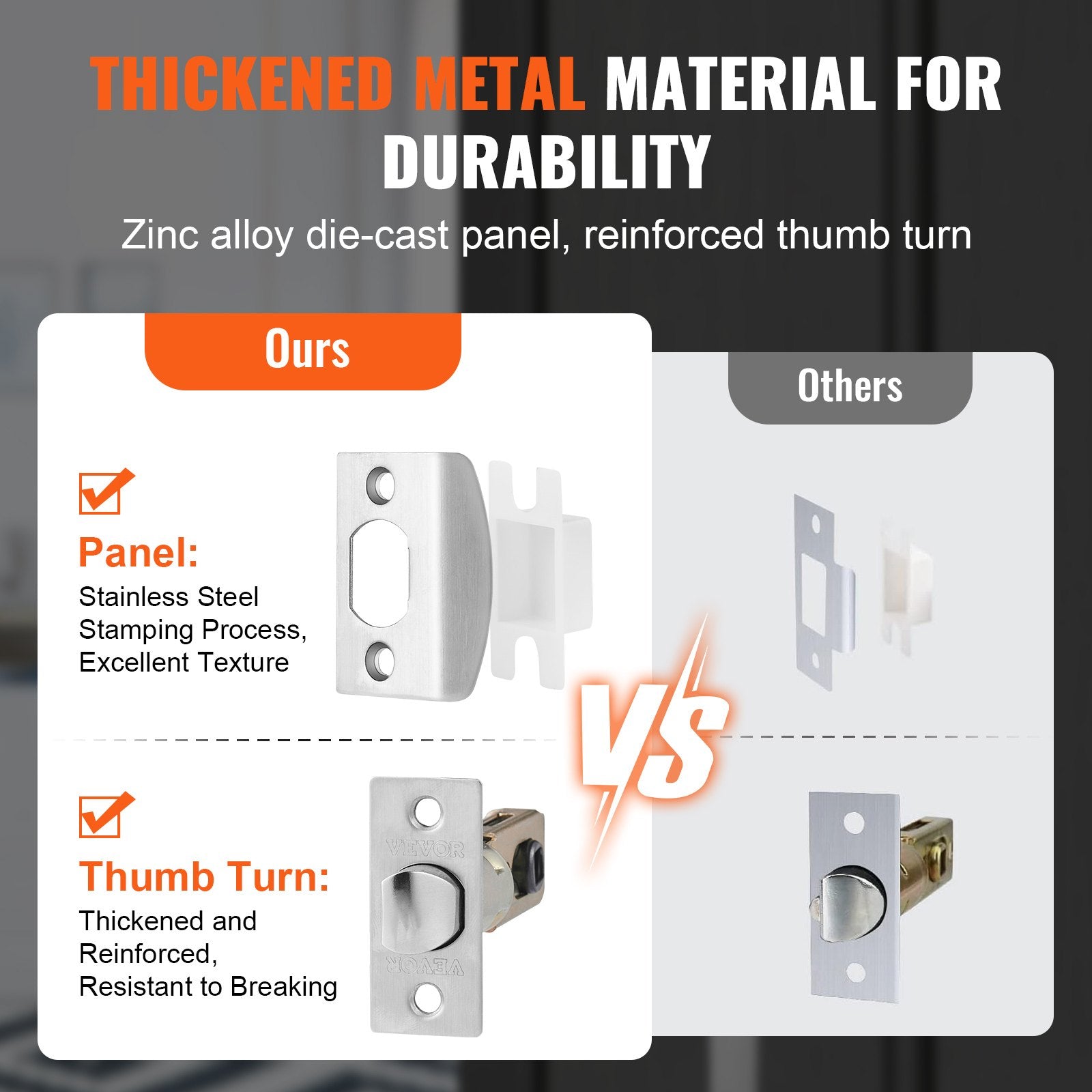Door Hardware: VEVOR Entry Door Handle, Satin Nickel Square Handle Set with Lever Door Handle No Lock, Adjustable Hole Space, Front Door Handle with Reversible for Right and Left Handed Entrance and Front Door