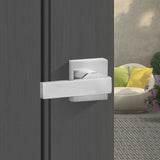 Door Hardware: VEVOR Entry Door Handle, Satin Nickel Square Handle Set with Lever Door Handle No Lock, Adjustable Hole Space, Front Door Handle with Reversible for Right and Left Handed Entrance and Front Door