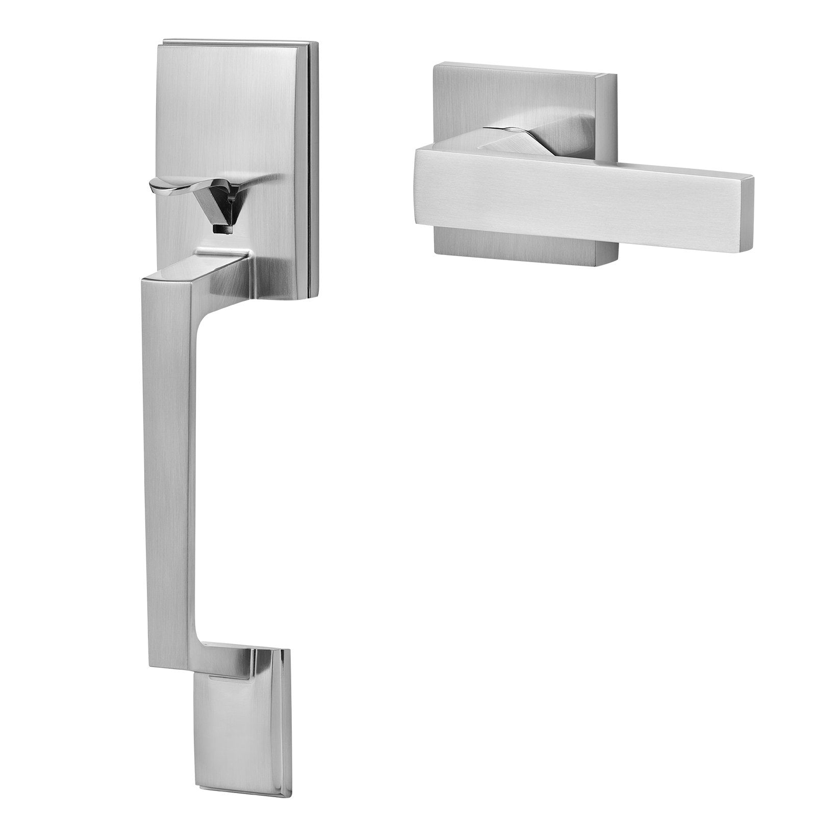 Door Hardware: VEVOR Entry Door Handle, Satin Nickel Square Handle Set with Lever Door Handle No Lock, Adjustable Hole Space, Front Door Handle with Reversible for Right and Left Handed Entrance and Front Door