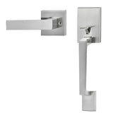 Door Hardware: VEVOR Entry Door Handle, Satin Nickel Square Handle Set with Lever Door Handle No Lock, Adjustable Hole Space, Front Door Handle with Reversible for Right and Left Handed Entrance and Front Door