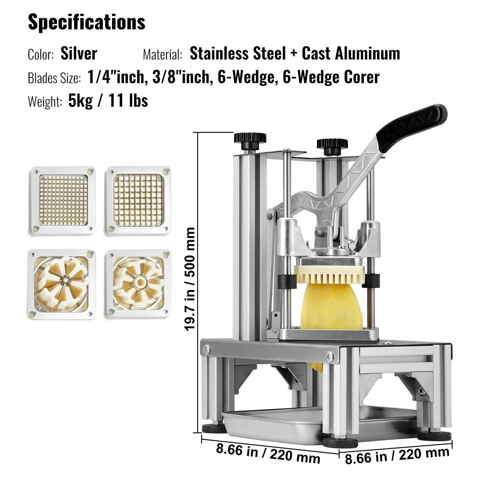 Gardening Tools: VEVOR Commercial Vegetable Dicer Vegetable Chopper 4 Blades French Fry Cutter