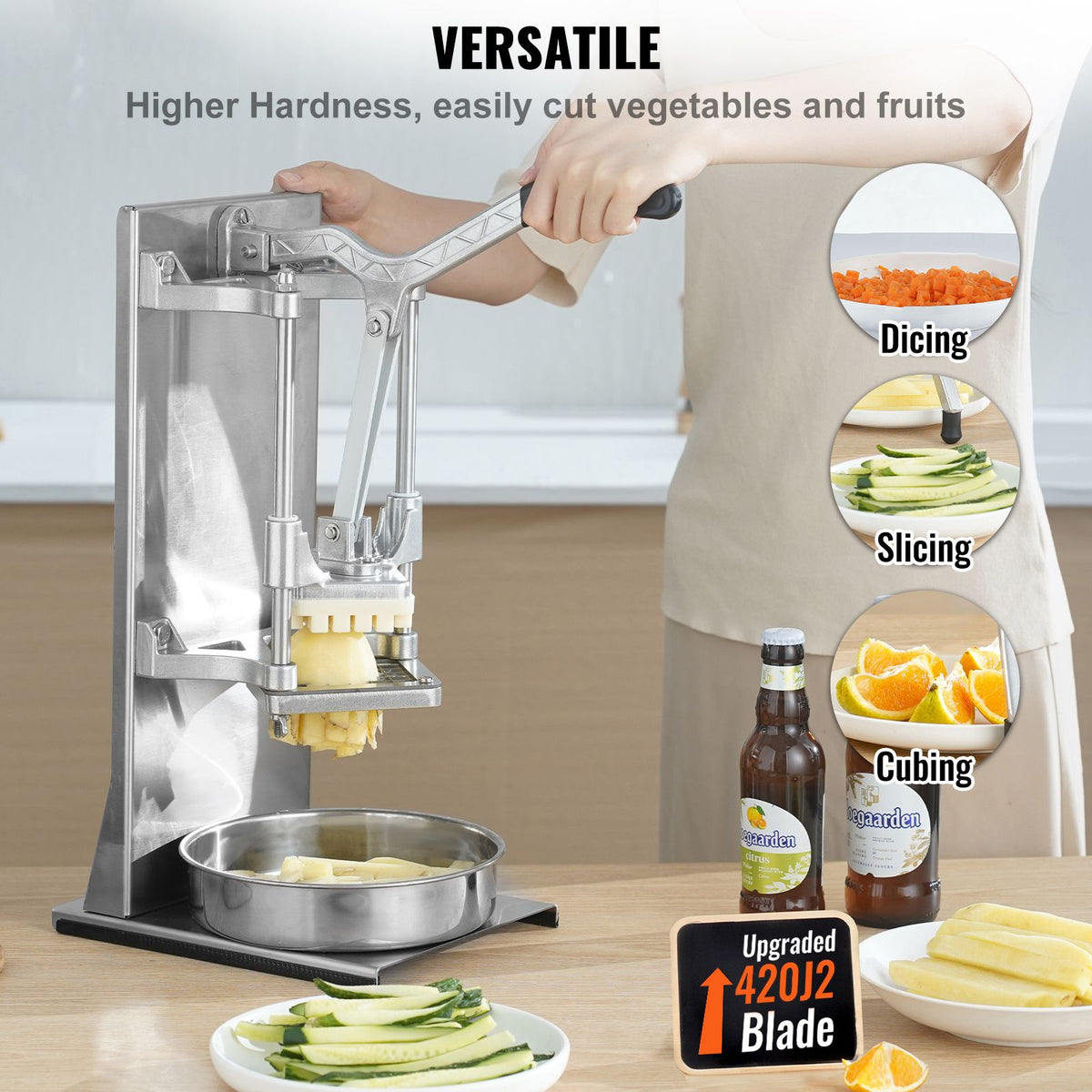 Commercial Vegetable Dicer French Fry Cutter with 4 Blades Wedge Slicer