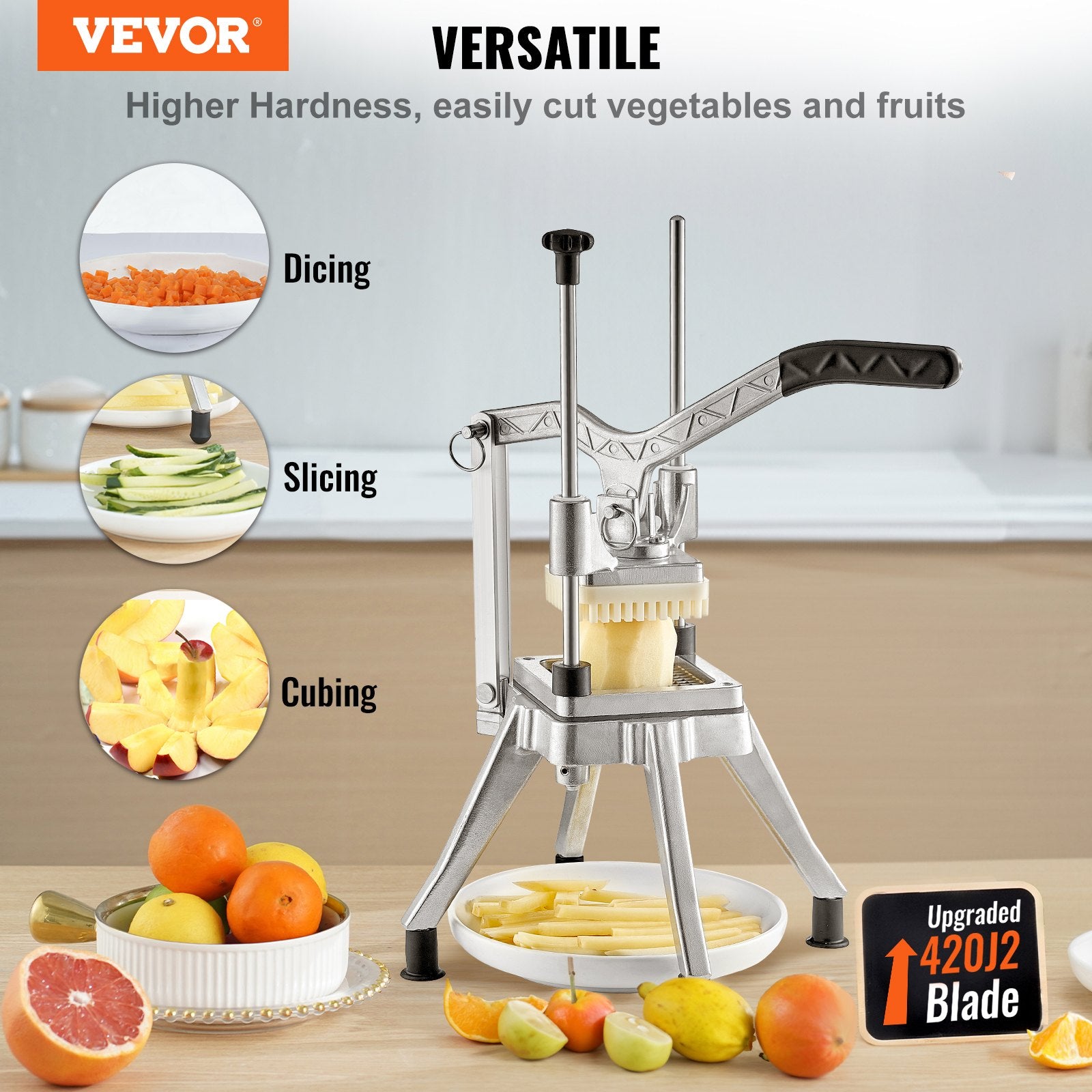 Gardening Tools: VEVOR Commercial Chopper Commercial Vegetable Chopper with 4 Blades Fruits Dicer