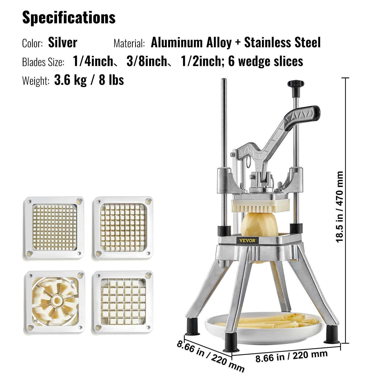Gardening Tools: VEVOR Commercial Chopper Commercial Vegetable Chopper with 4 Blades Fruits Dicer