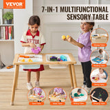 Outdoor Play Equipment: VEVOR Kids Sensory Table Indoor Wooden Play Sand Water Table with 3 Storage Bins