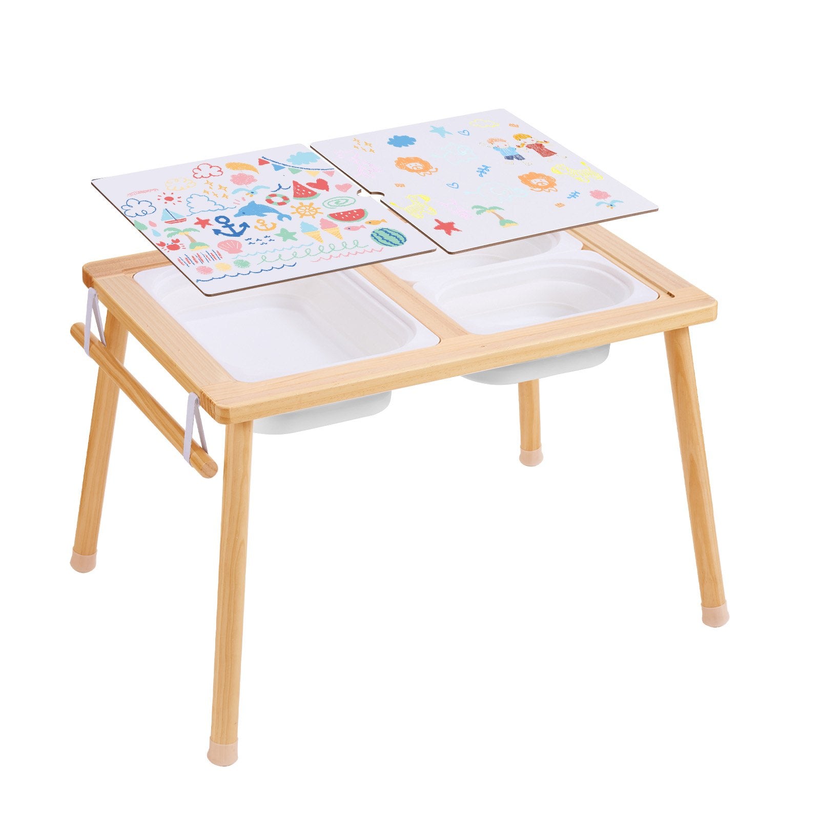 Food Storage: VEVOR Kids Sensory Table Sand Water Play Table with 1 Paper Roll 3 Storage Bins