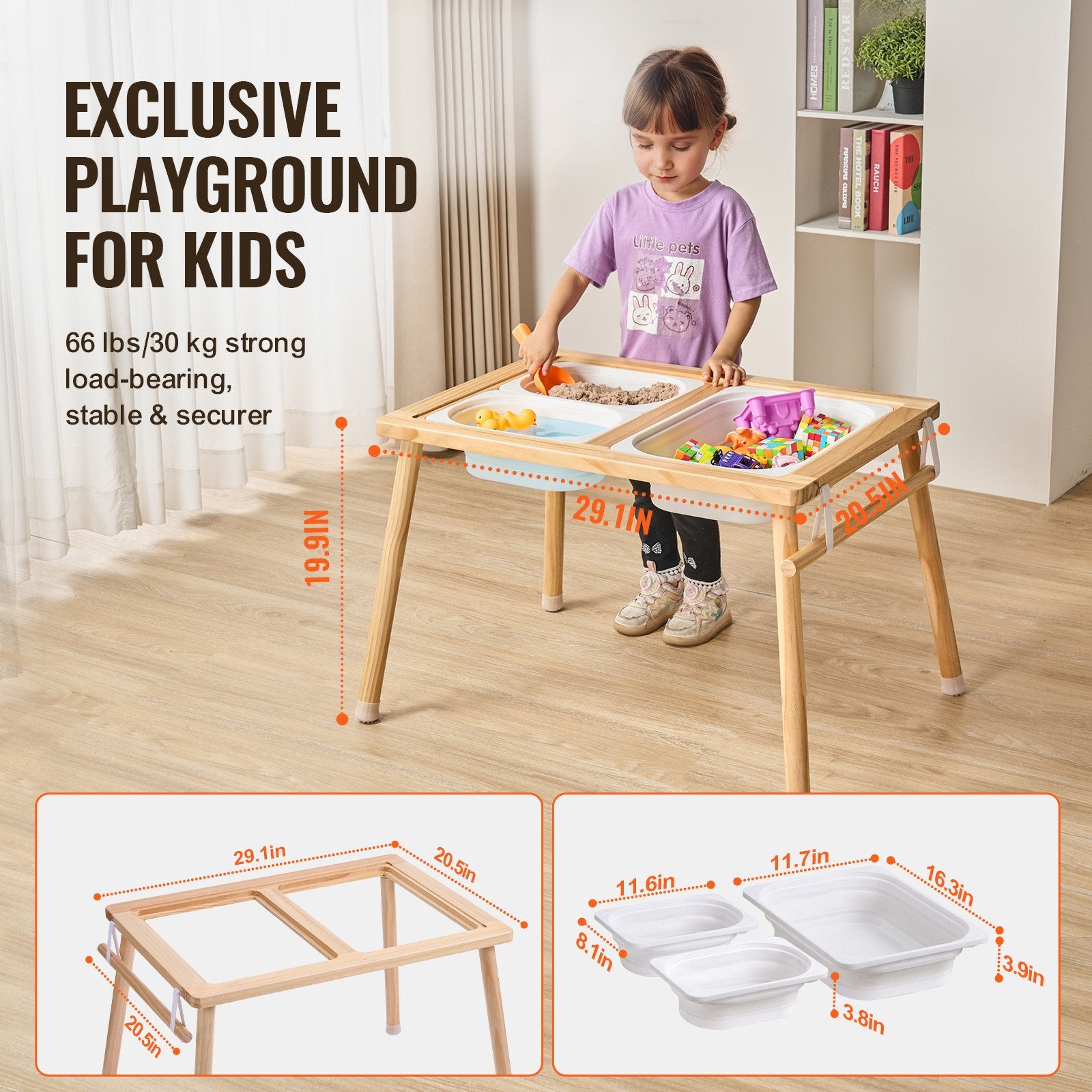 Food Storage: VEVOR Kids Sensory Table Sand Water Play Table with 1 Paper Roll 3 Storage Bins