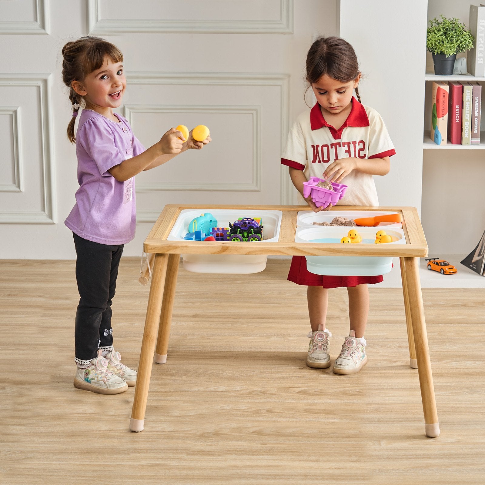 Food Storage: VEVOR Kids Sensory Table Sand Water Play Table with 1 Paper Roll 3 Storage Bins