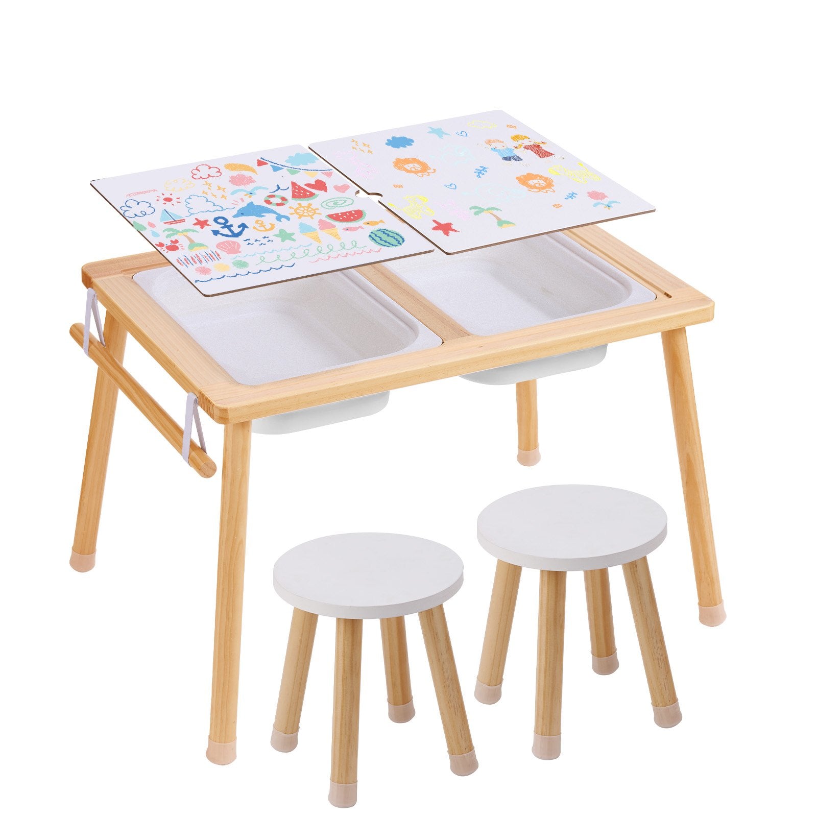 Outdoor Play Equipment: VEVOR Kids Sensory Table & Chair Set Sand Water Play Table with 2 Storage Bins