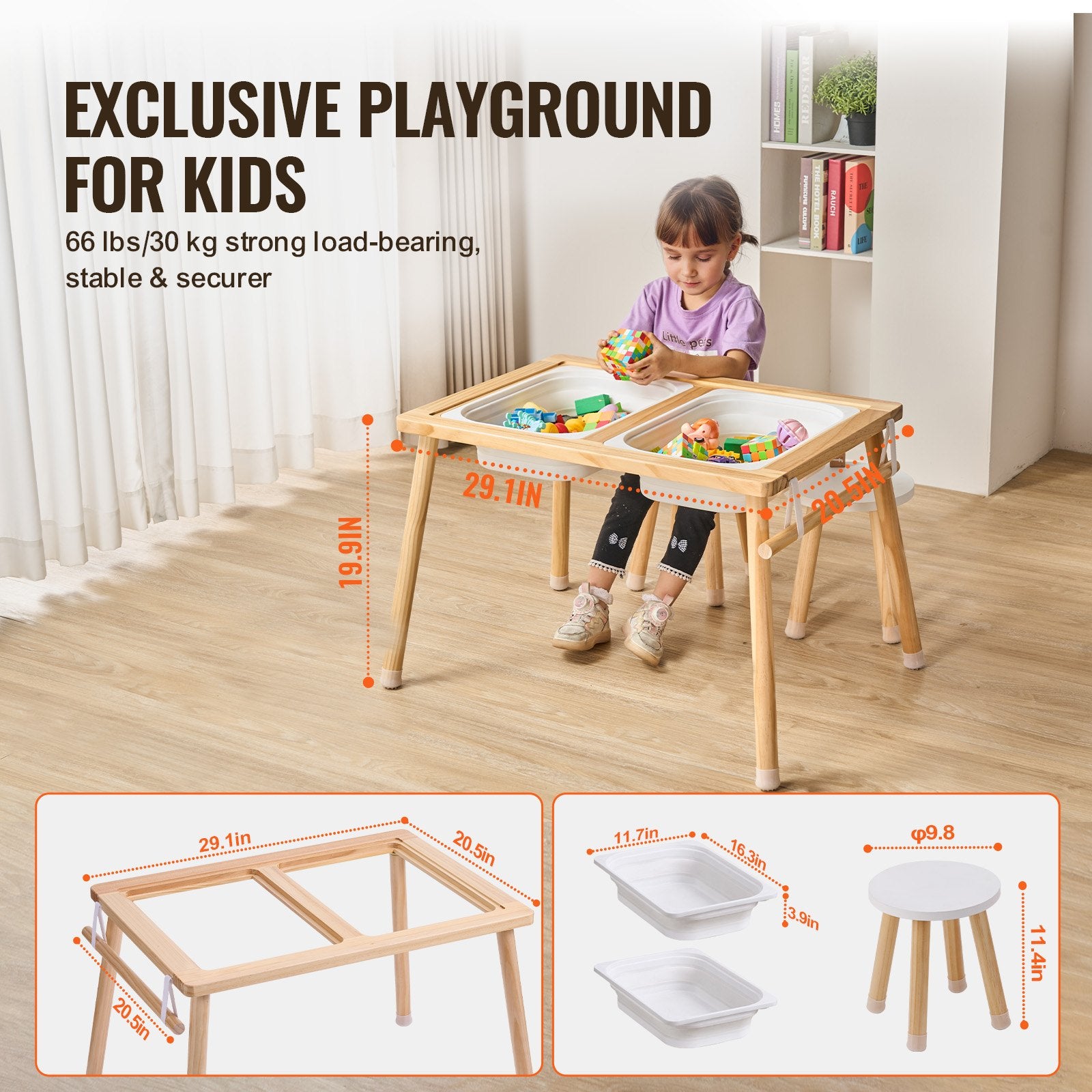 Outdoor Play Equipment: VEVOR Kids Sensory Table & Chair Set Sand Water Play Table with 2 Storage Bins