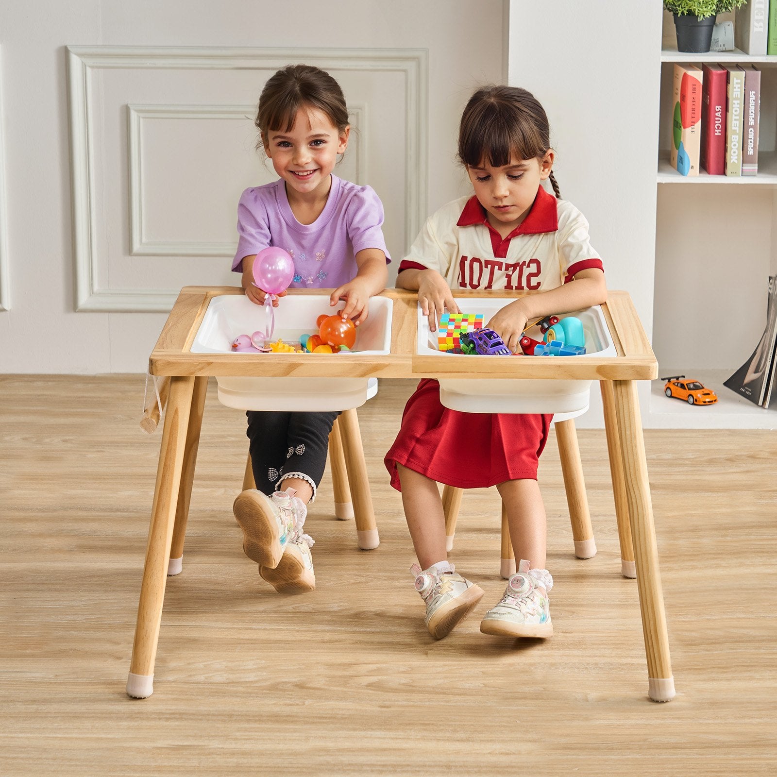 Outdoor Play Equipment: VEVOR Kids Sensory Table & Chair Set Sand Water Play Table with 2 Storage Bins