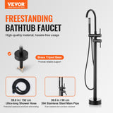 Dog Apparel: VEVOR Freestanding Bathtub Faucet, Floor Mount, Freestanding Tub Filler, Shower Mixer Taps, Two Water Modes, 360° Swivel Spout, for Bathing & Showering Pet Bathing Cleaning Drains Toilet Flushing